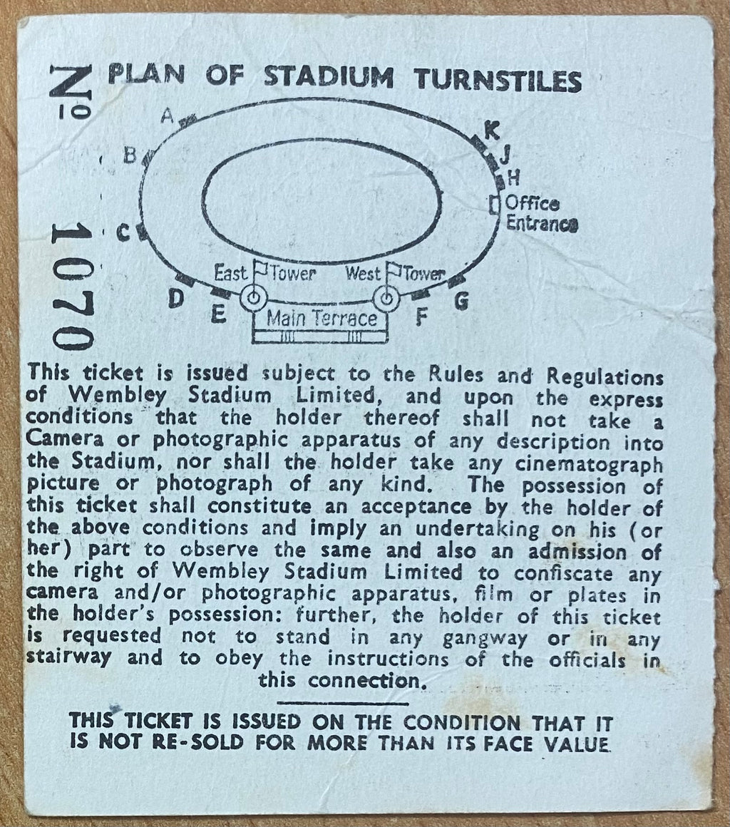 1968 ORIGINAL FA CUP FINAL TICKET WEST BROMWICH ALBION V EVERTON