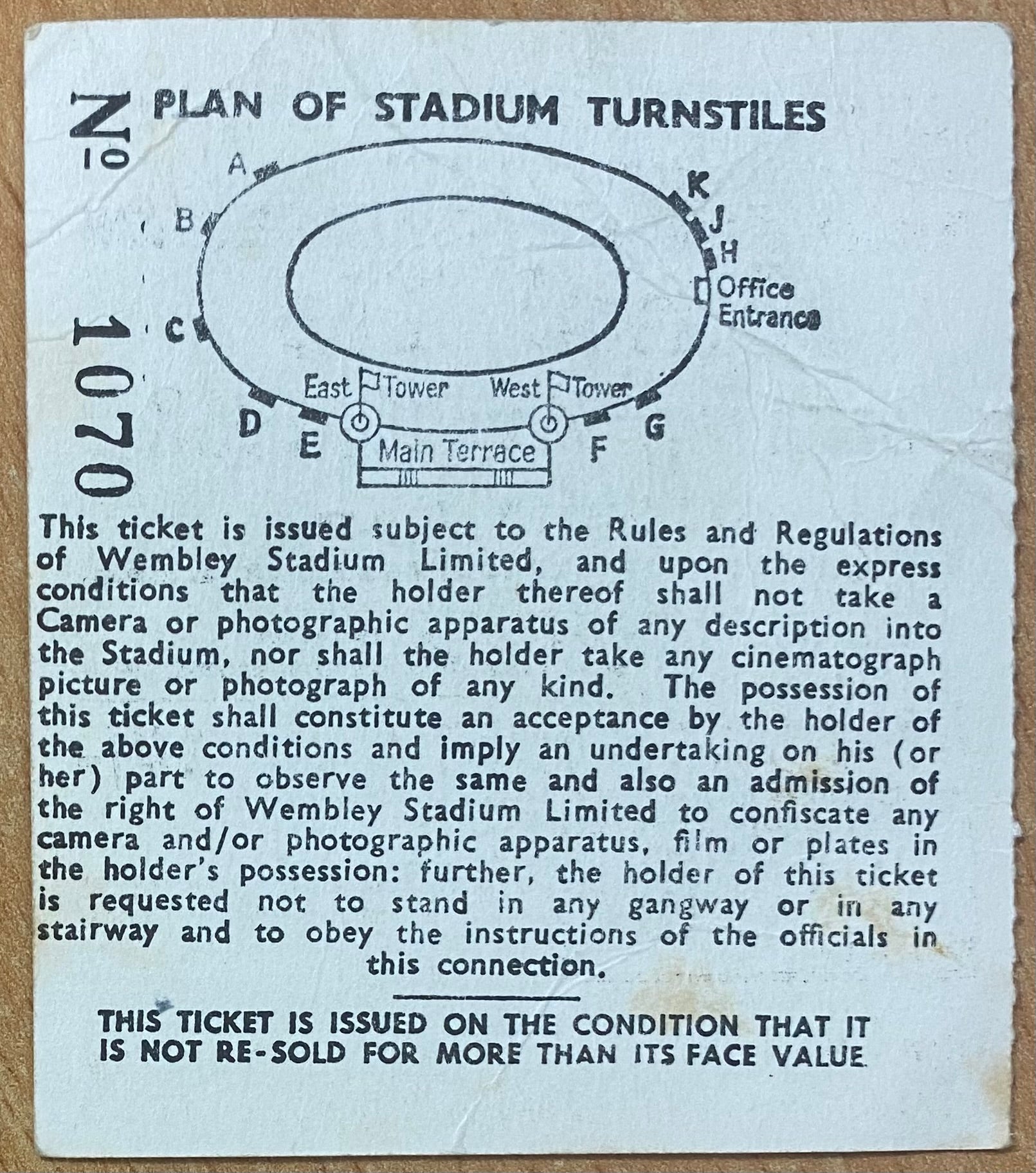 1968 ORIGINAL FA CUP FINAL TICKET WEST BROMWICH ALBION V EVERTON