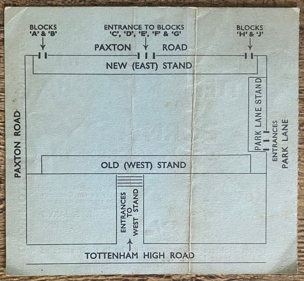 1962/63 ORIGINAL DIVISION ONE TICKET TOTTENHAM HOTSPUR V BURNLEY