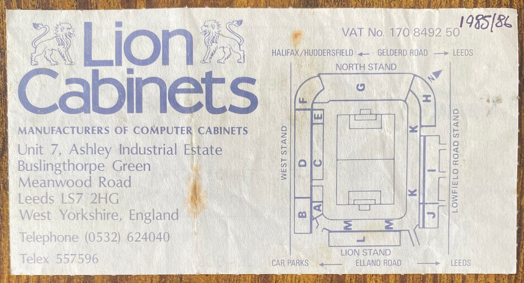 1985/86 ORIGINAL DIVISION TWO TICKET LEEDS UNITED V CHARLTON ATHLETIC