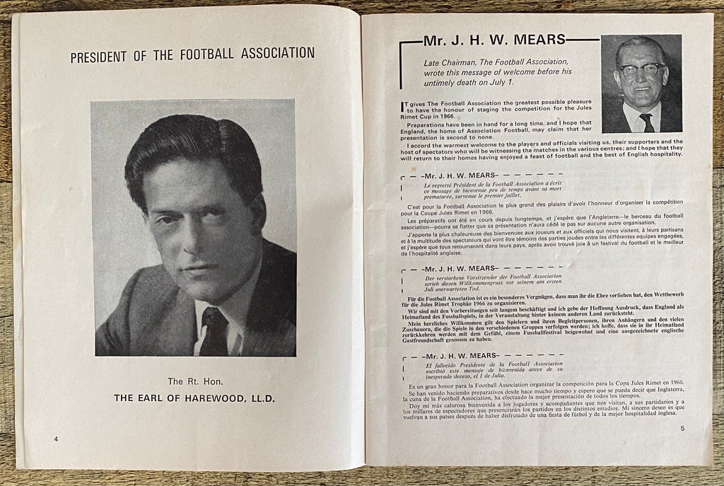 1966 WORLD CUP ORIGINAL OFFICIAL FINAL PROGRAMME ENGLAND V WEST GERMANY