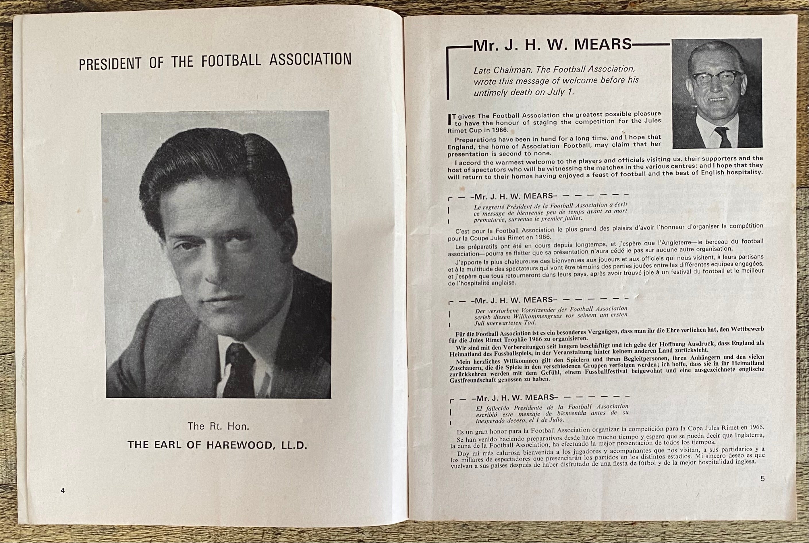 1966 WORLD CUP ORIGINAL OFFICIAL FINAL PROGRAMME ENGLAND V WEST GERMANY