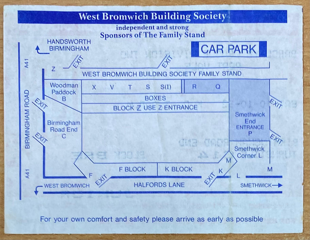 1992/93 ORIGINAL DIVISION 2 TICKET WEST BROMWICH ALBION V PORT VALE