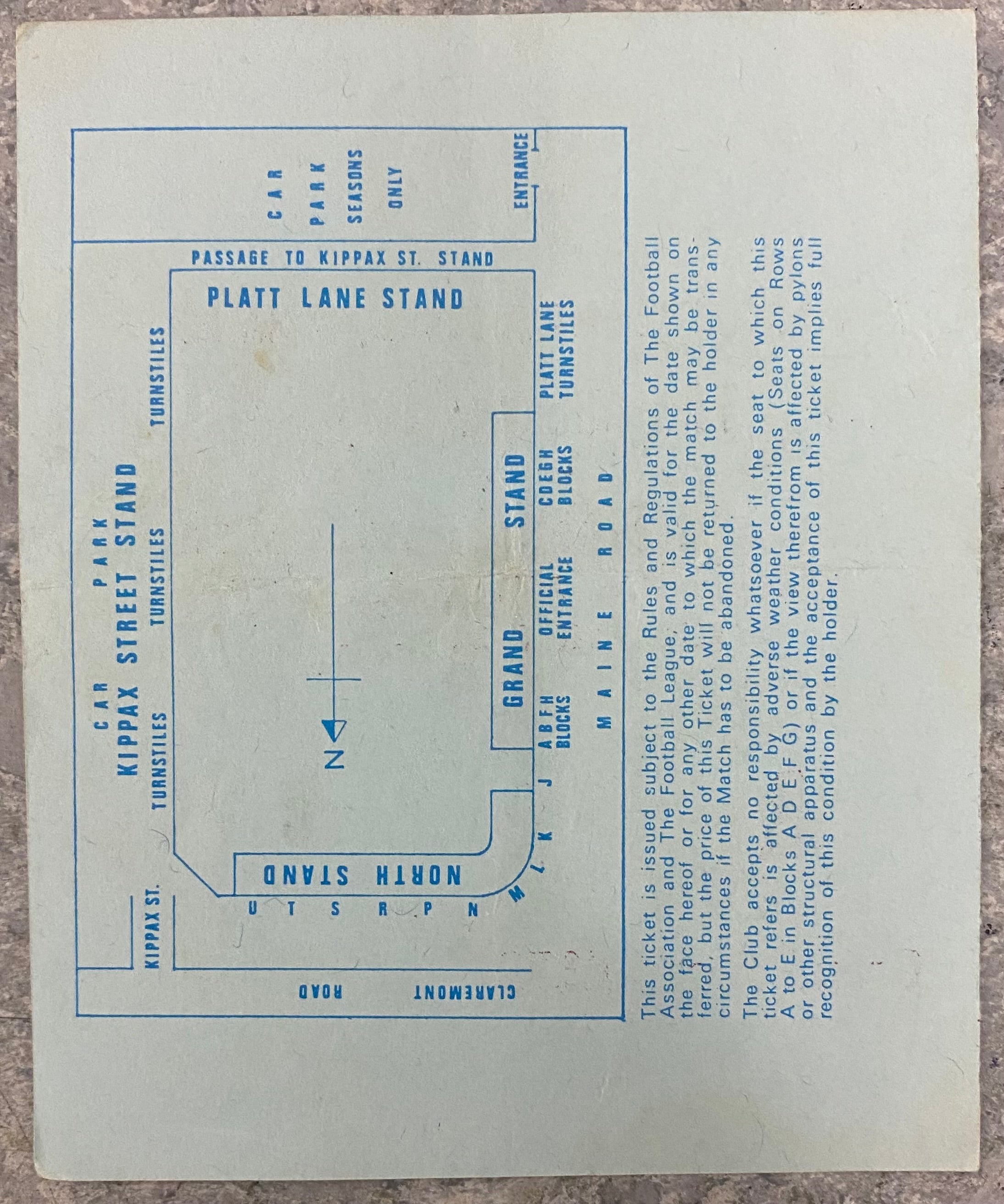 1978/79 ORIGINAL UEFA CUP QUARTER FINAL 1ST LEG TICKET MANCHESTER CITY V BORUSSIA MOENCHENGLADBACH