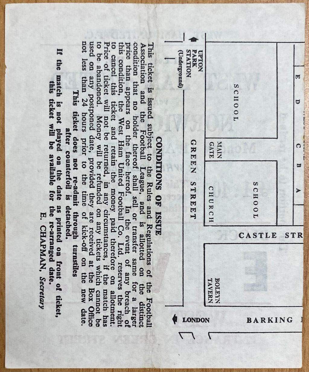 1976/77 ORIGINAL DIVISION ONE TICKET WEST HAM UNITED V NORWICH CITY