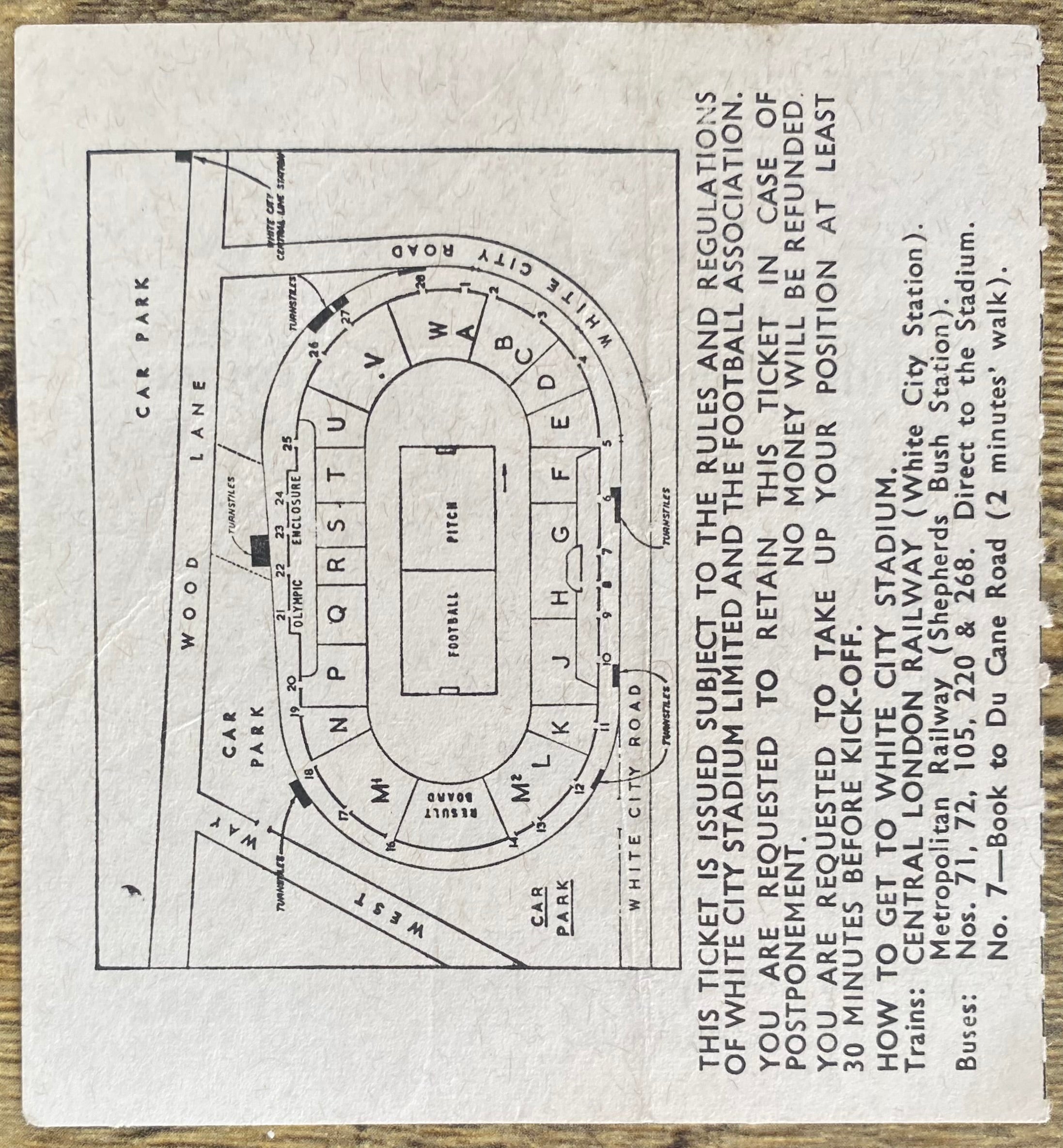 1966 ORIGINAL WORLD CUP 1ST ROUND TICKET URUGUAY V FRANCE @ WHITE CITY
