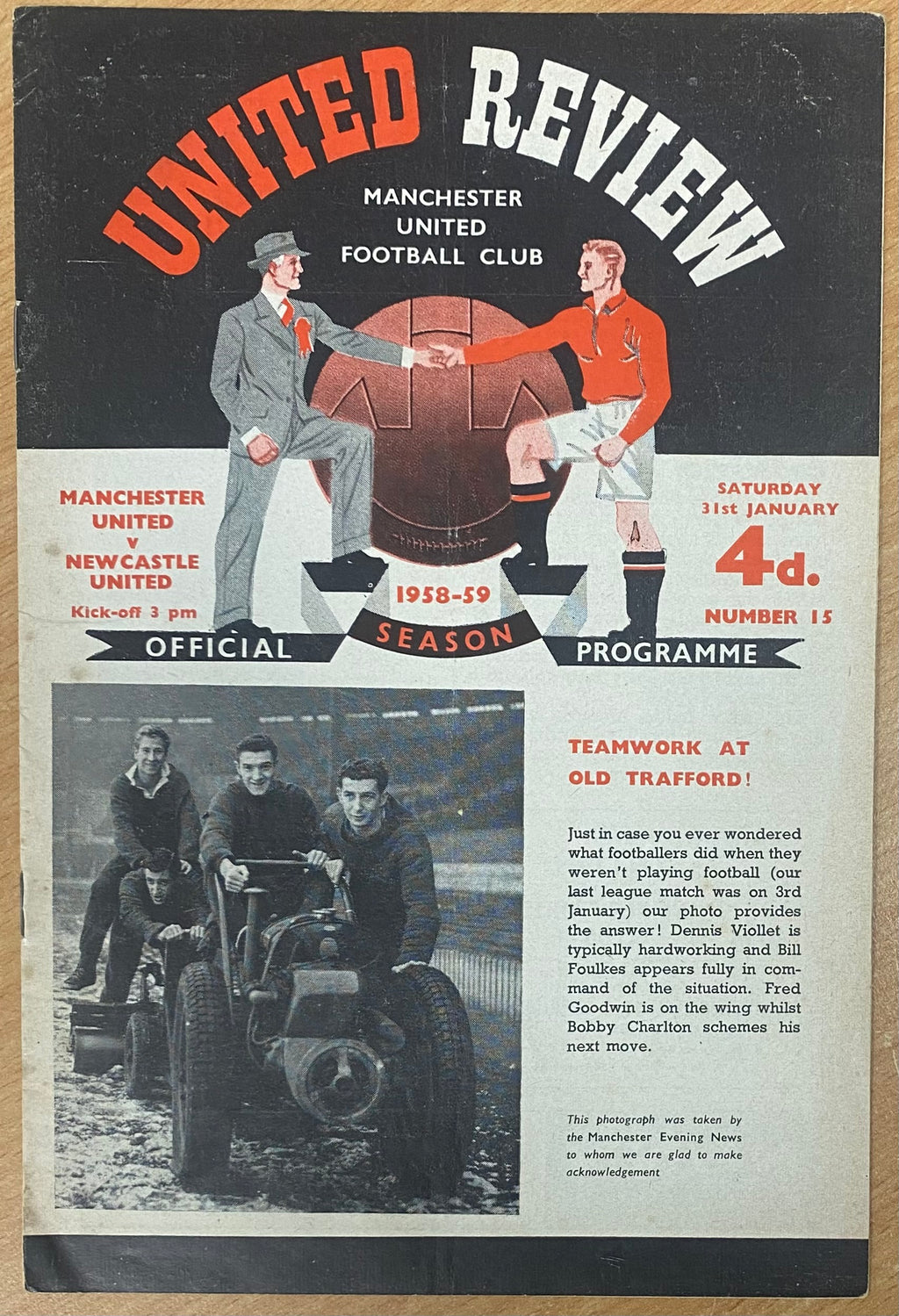 1958/59 ORIGINAL DIVISION ONE PROGRAMME MANCHESTER UNITED V NEWCASTLE UNITED
