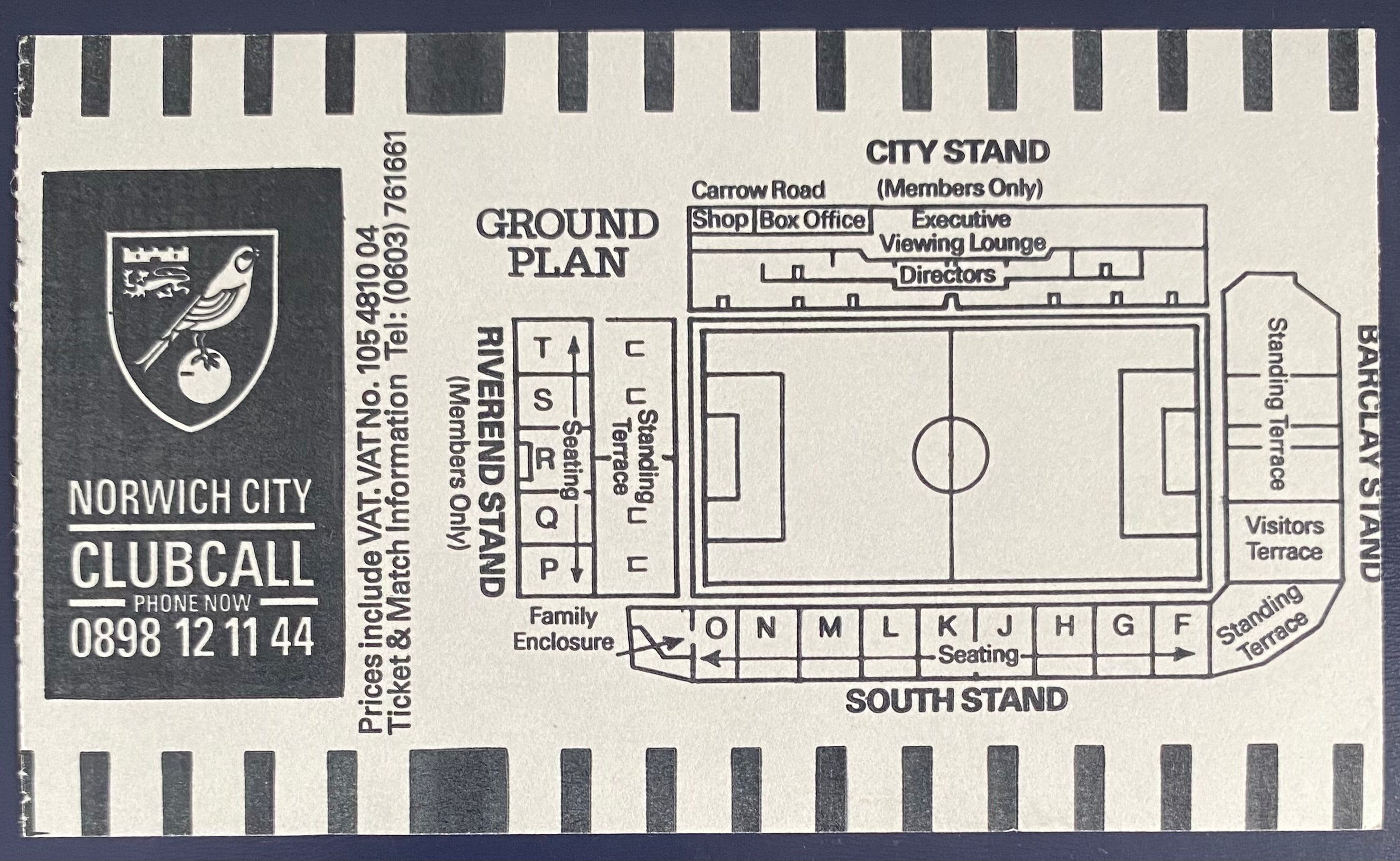 1989/90 ORIGINAL LITTLEWOODS CUP 2ND ROUND 1ST LEG TICKET NORWICH CITY V ROTHERHAM UNITED
