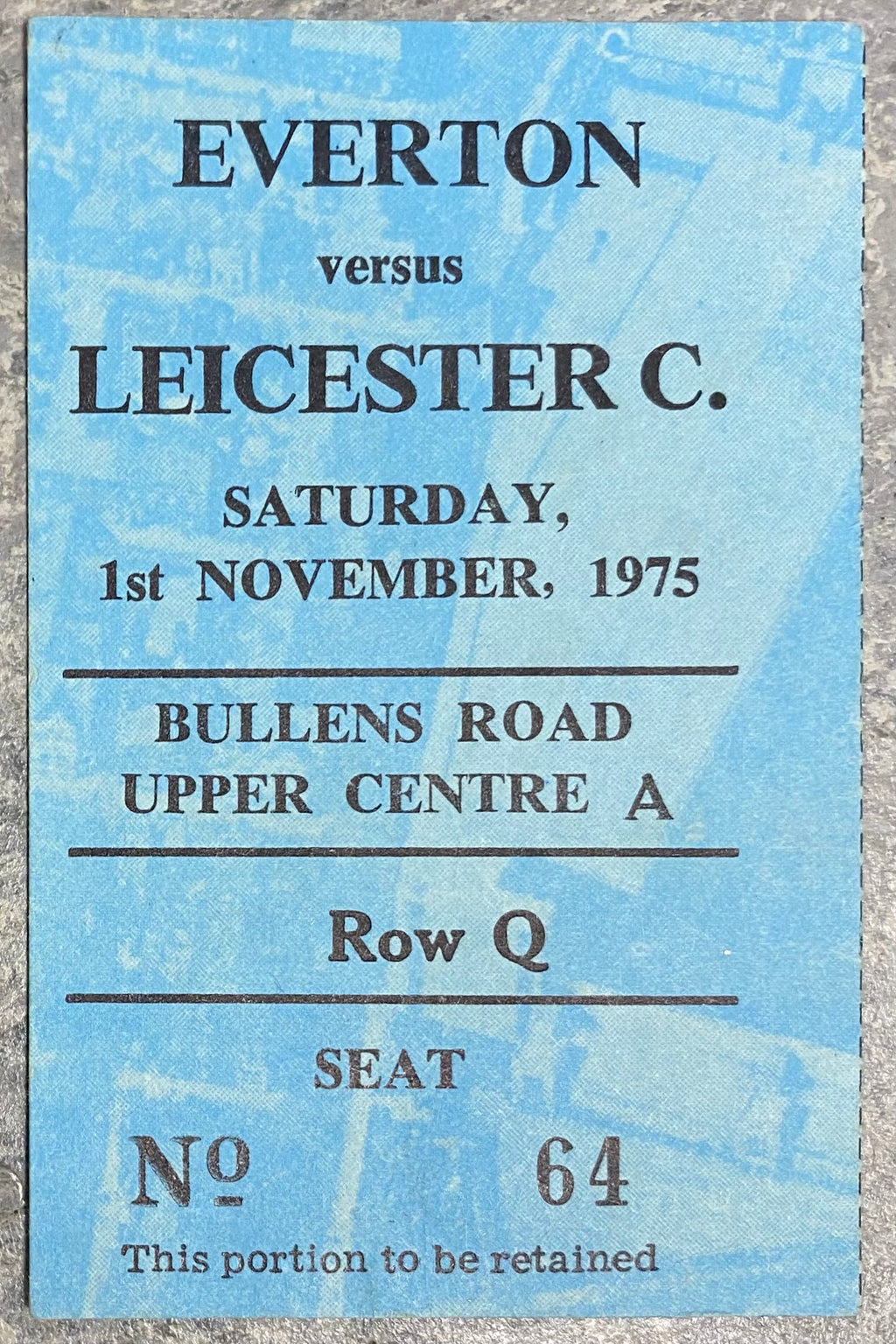 1975/76 ORIGINAL DIVISION ONE TICKET EVERTON V LEICESTER CITY