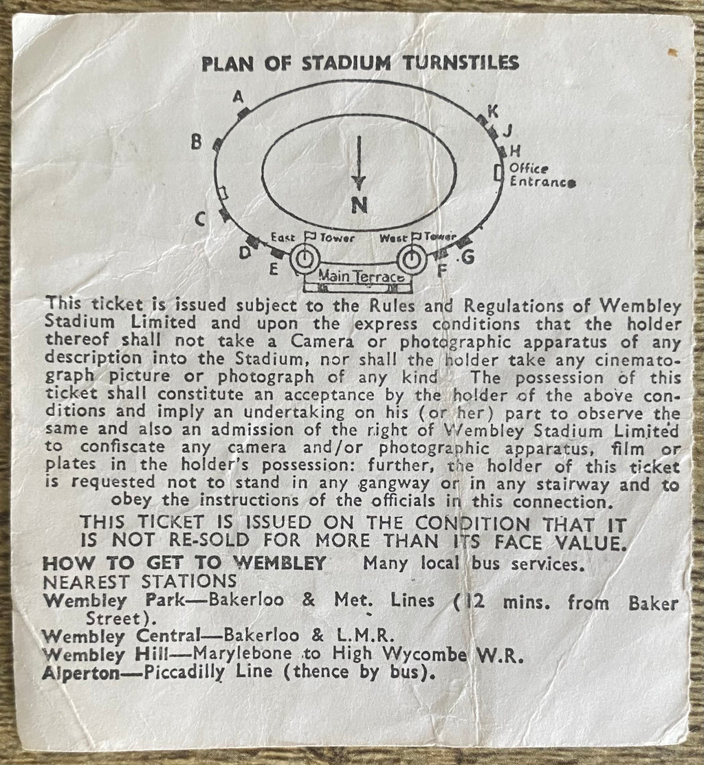 1967 ORIGINAL INTERNATIONAL TICKET ENGLAND V SOVIET UNION