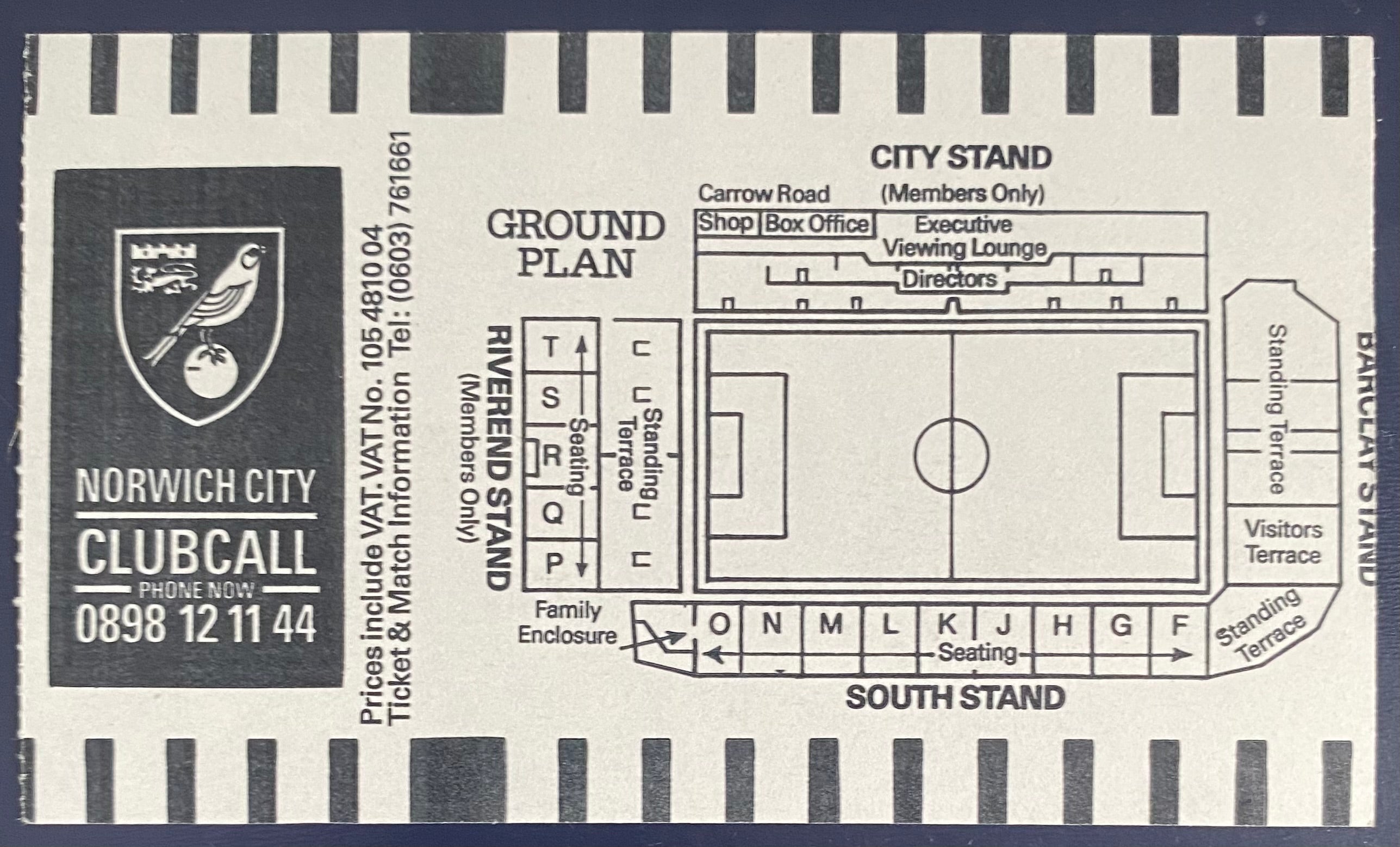 1989/90 ORIGINAL LITTLEWOODS CUP 2ND ROUND 1ST LEG TICKET NORWICH CITY V ROTHERHAM UNITED