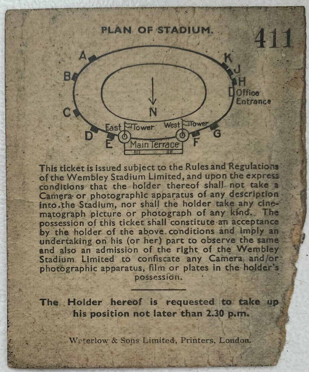 1938 ORIGINAL FA CUP FINAL TICKET PRESTON NORTH END V HUDDERSFIELD TOWN