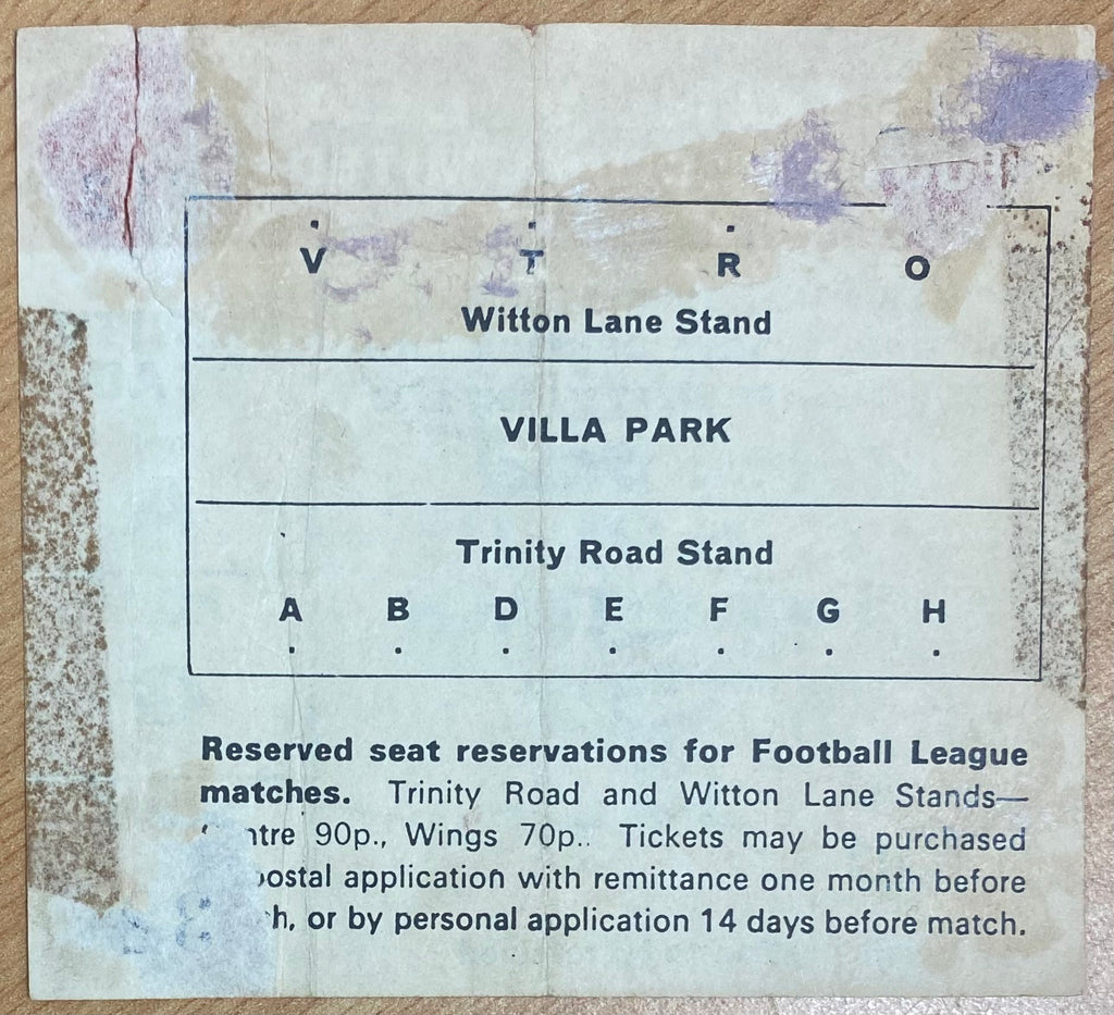 1972/73 ORIGINAL DIVISION 2 TICKET ASTON VILLA V SWINDON TOWN