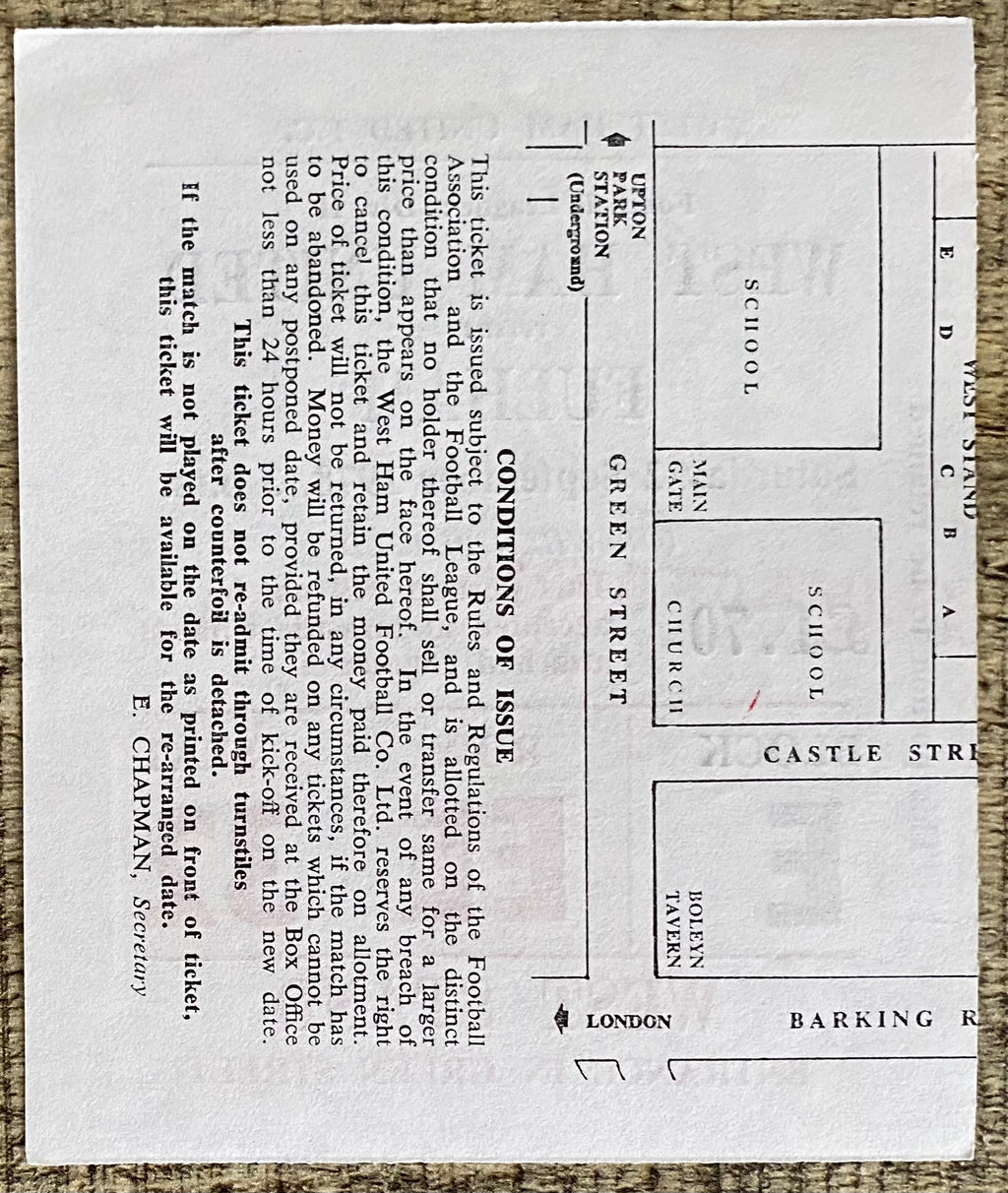 1978/79 ORIGINAL DIVISION 2 TICKET WEST HAM UNITED V FULHAM