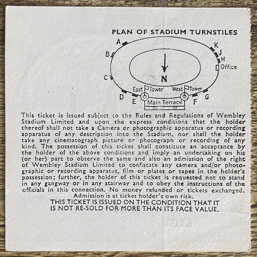 1975 ORIGINAL CHARITY SHIELD TICKET DERBY COUNTY V WEST HAM UNITED