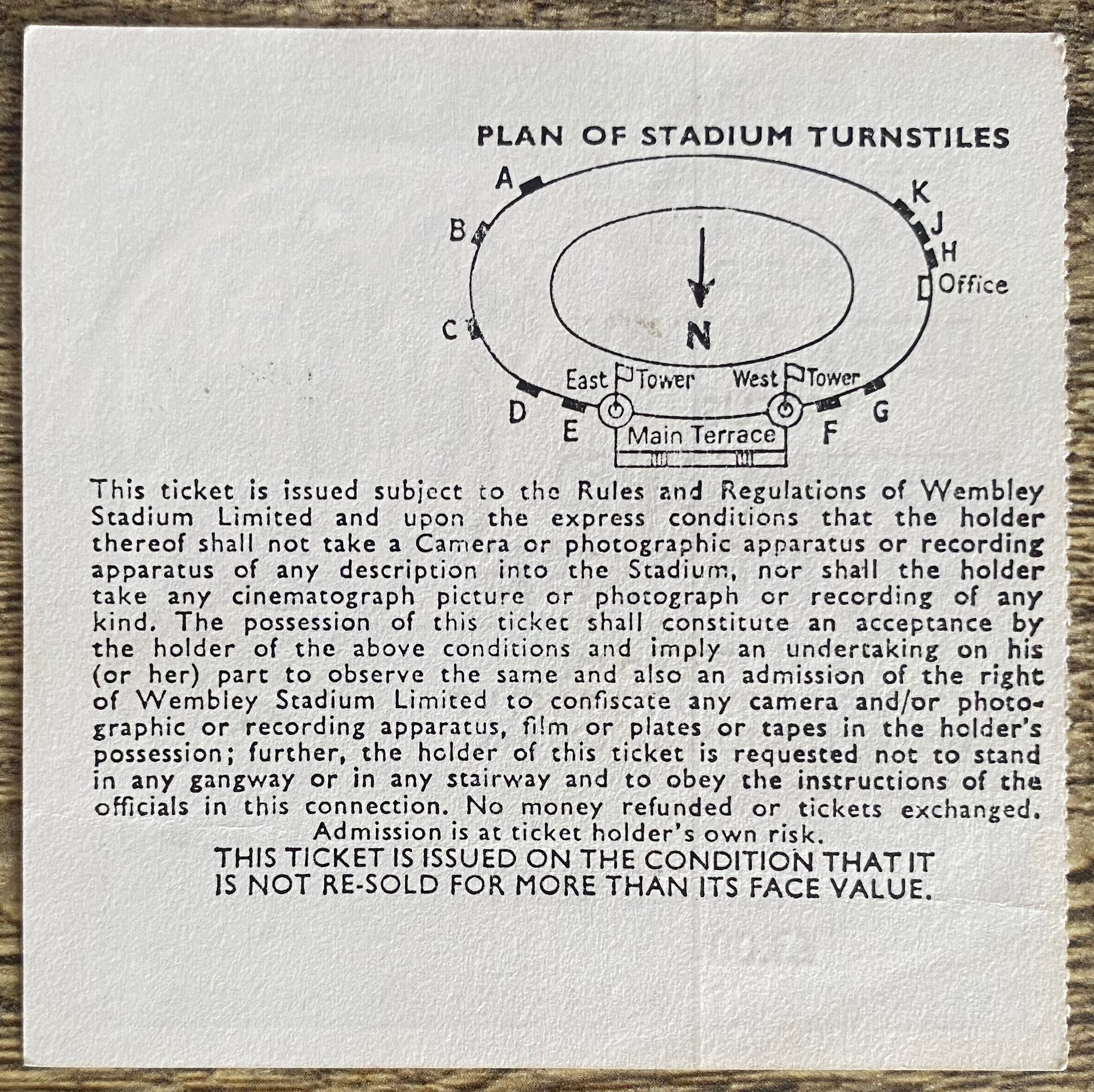 1975 ORIGINAL CHARITY SHIELD TICKET DERBY COUNTY V WEST HAM UNITED