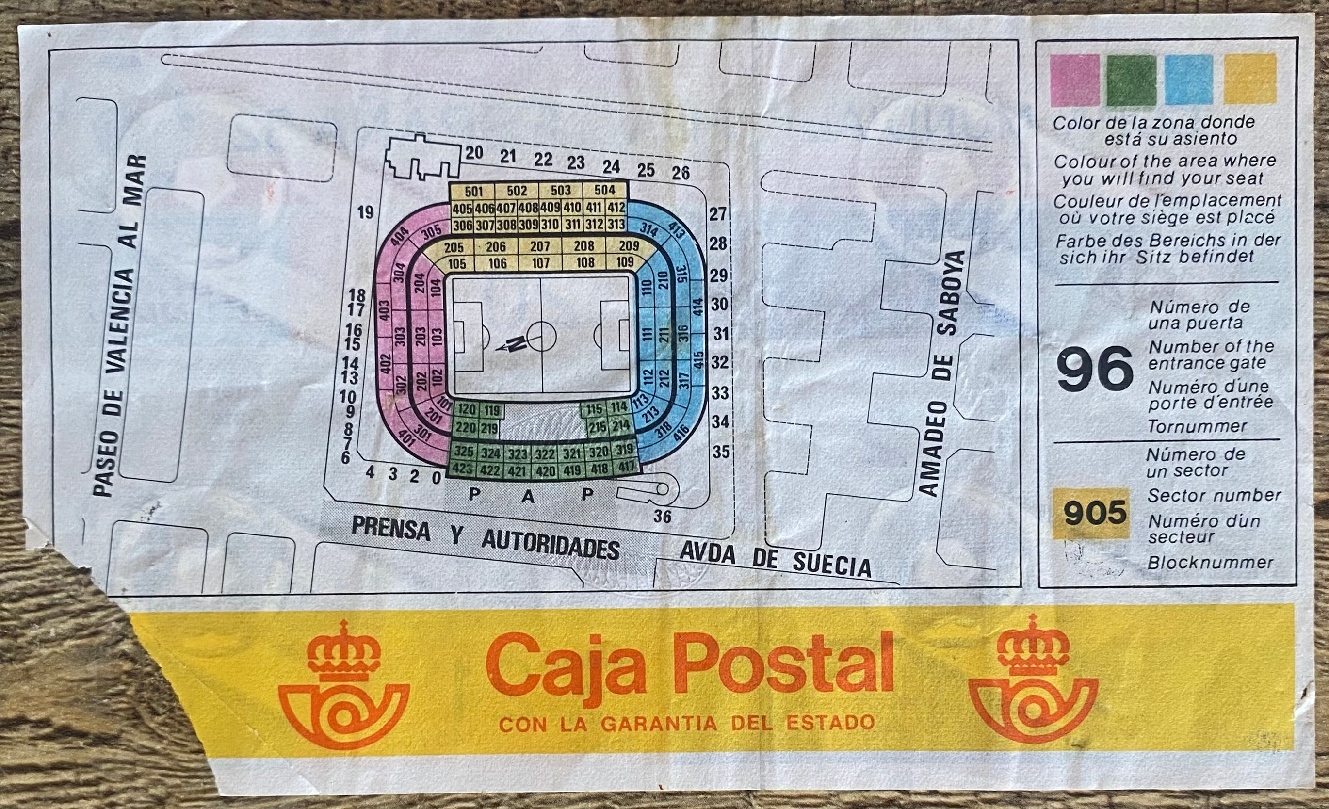 1982 ORIGINAL WORLD CUP 1ST ROUND TICKET SPAIN V YUGOSLAVIA @ VALENCIA