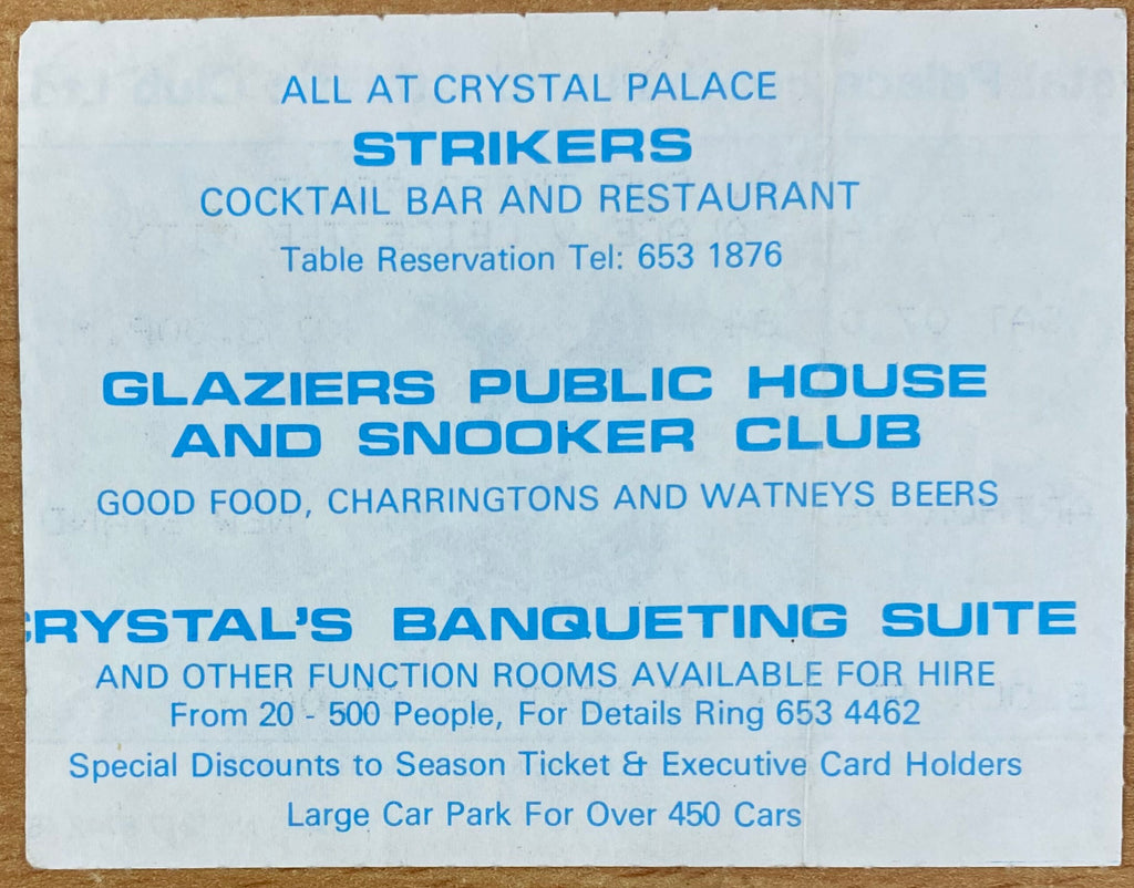 1983/84 ORIGINAL FA CUP 3RD ROUND TICKET CRYSTAL PALACE V LEICESTER CITY