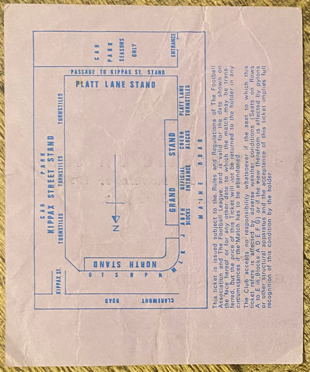 1976/77 ORIGINAL DIVISION 1 TICKET MANCHESTER CITY V NEWCASTLE UNITED