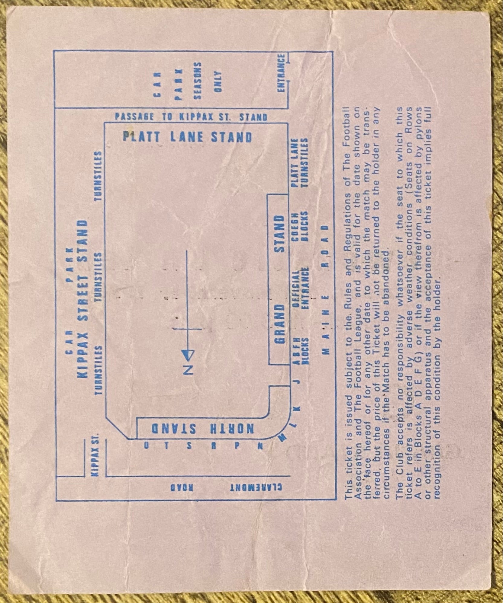 1976/77 ORIGINAL DIVISION 1 TICKET MANCHESTER CITY V NEWCASTLE UNITED