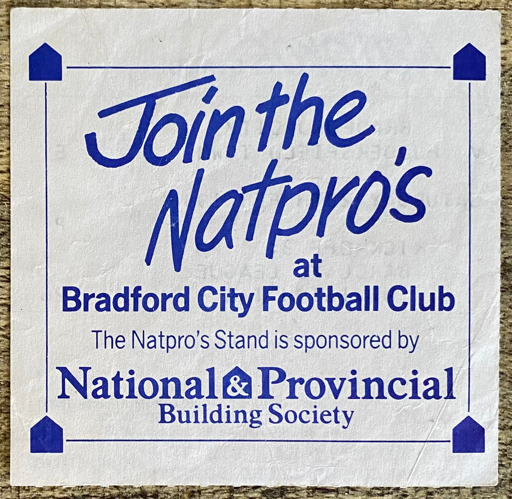 1987/88 ORIGINAL DIVISION 2 TICKET BRADFORD CITY V HUDDERSFIELD TOWN