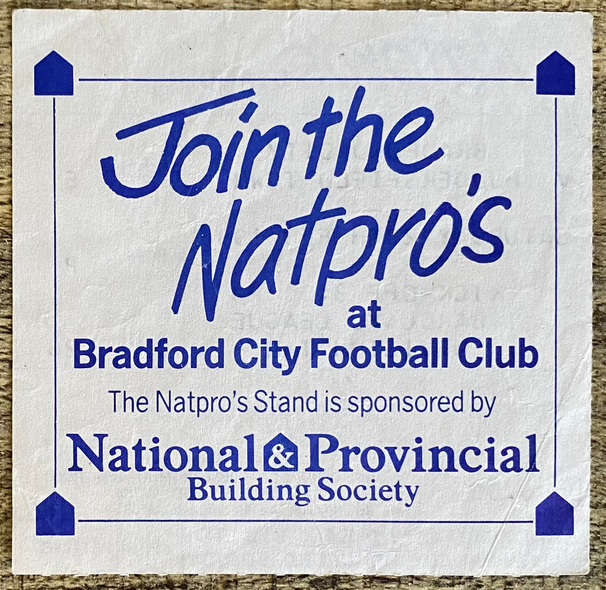 1987/88 ORIGINAL DIVISION 2 TICKET BRADFORD CITY V HUDDERSFIELD TOWN