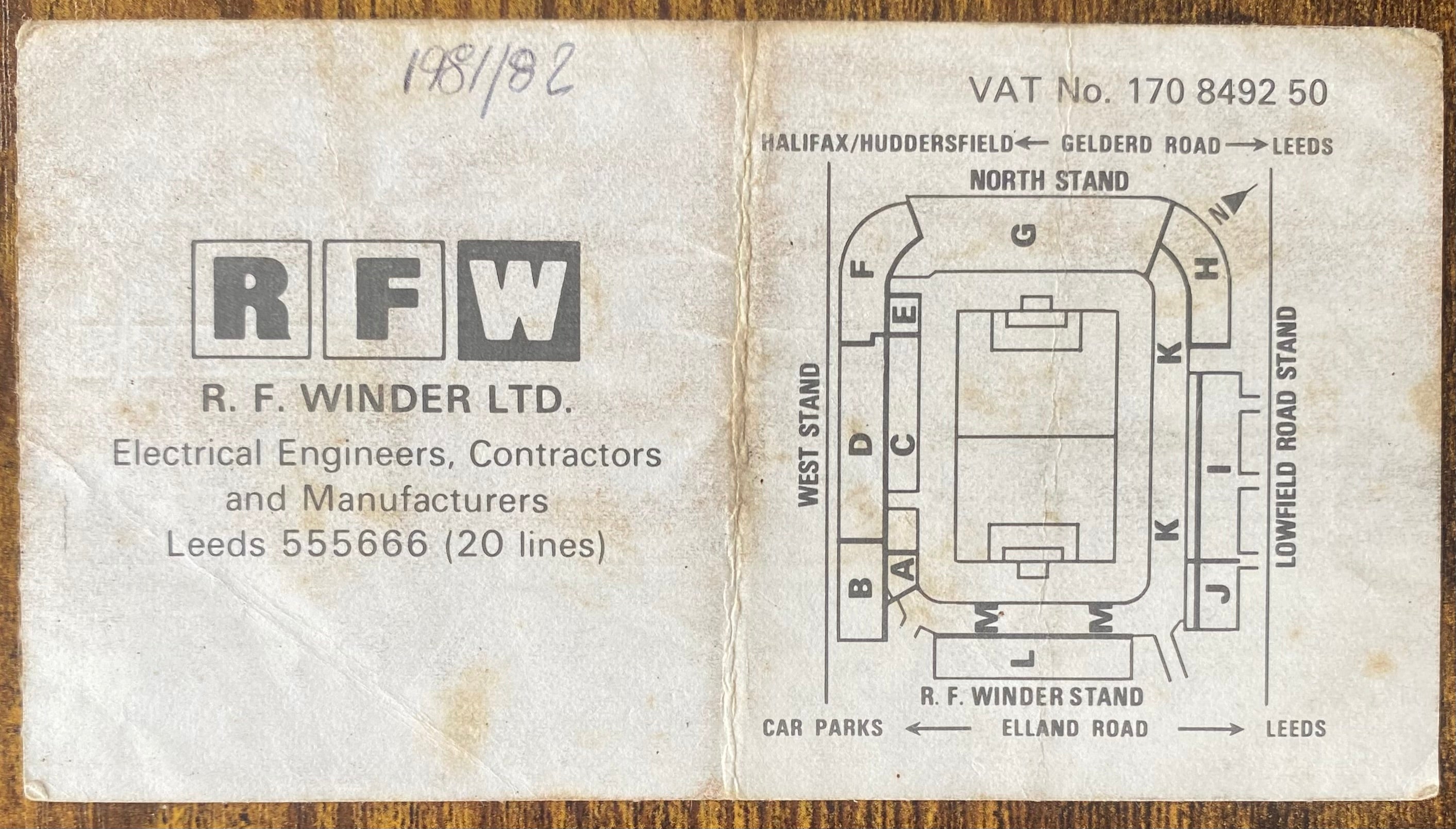1981/82 ORIGINAL DIVISION ONE TICKET LEEDS UNITED V SWANSEA CITY