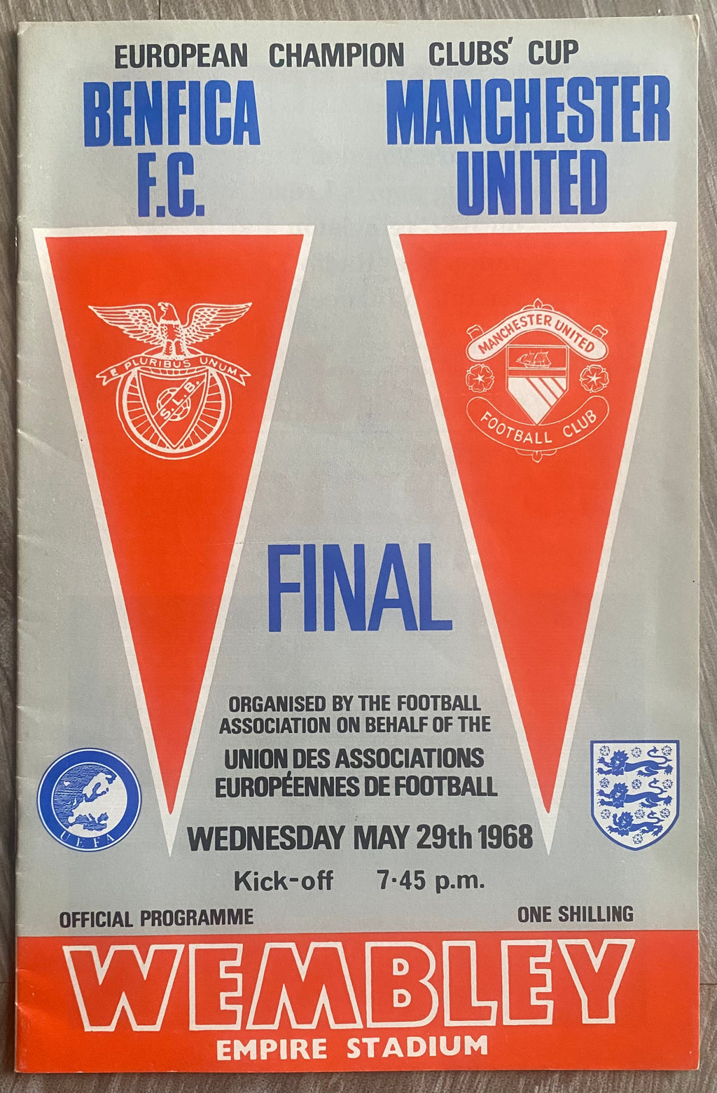 1968 ORIGINAL EUROPEAN CUP FINAL PROGRAMME MANCHESTER UNITED V BENFICA