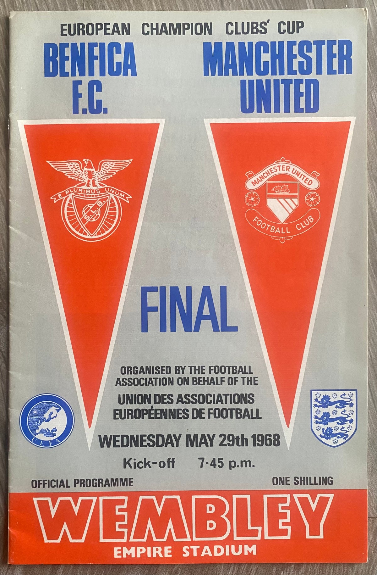 1968 ORIGINAL EUROPEAN CUP FINAL PROGRAMME MANCHESTER UNITED V BENFICA