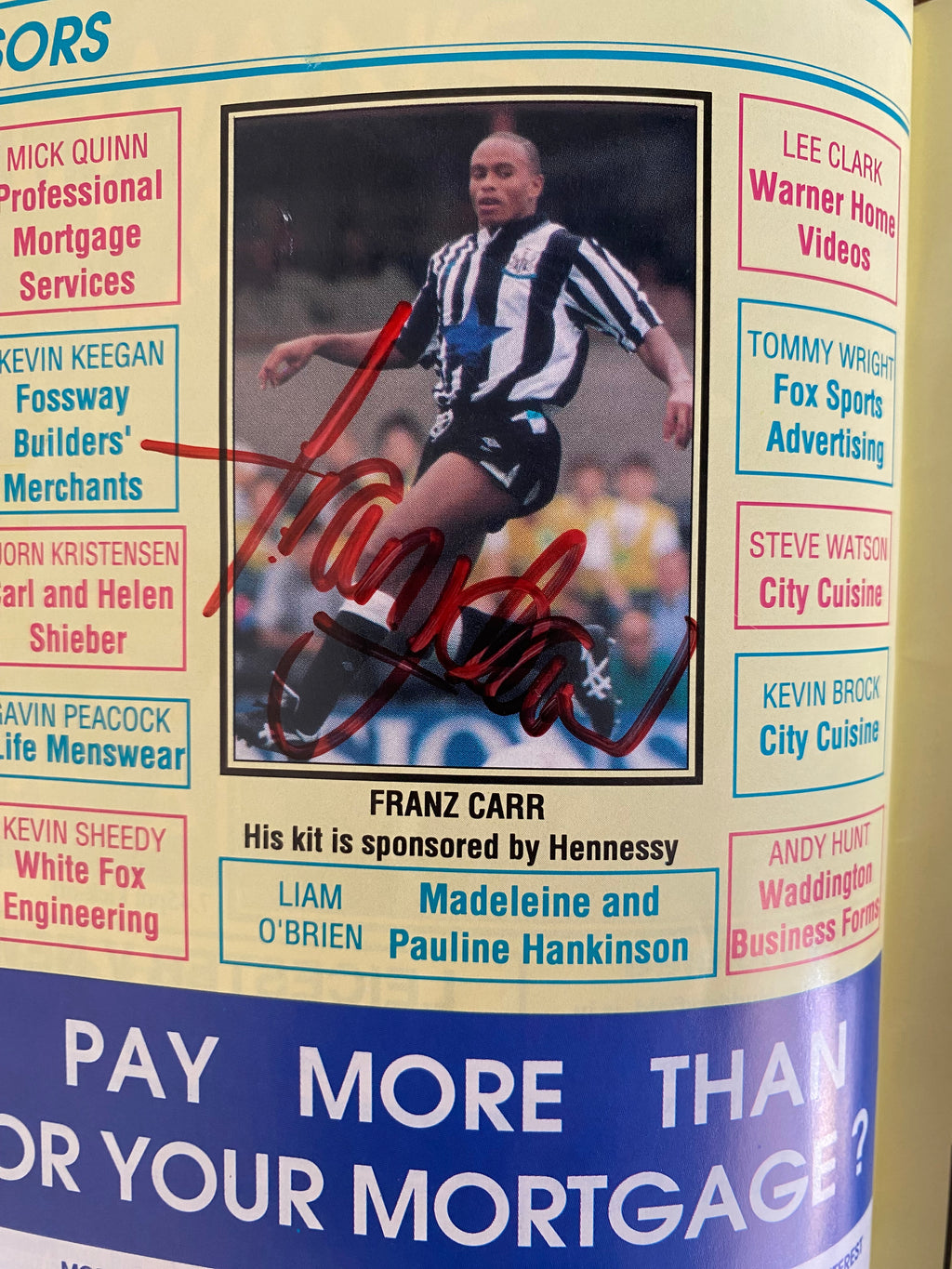 1991/92 ORIGINAL DIVISION 2 SIGNED MATCH PROGRAMME NEWCASTLE UNITED V PORTSMOUTH.(KEEGAN)