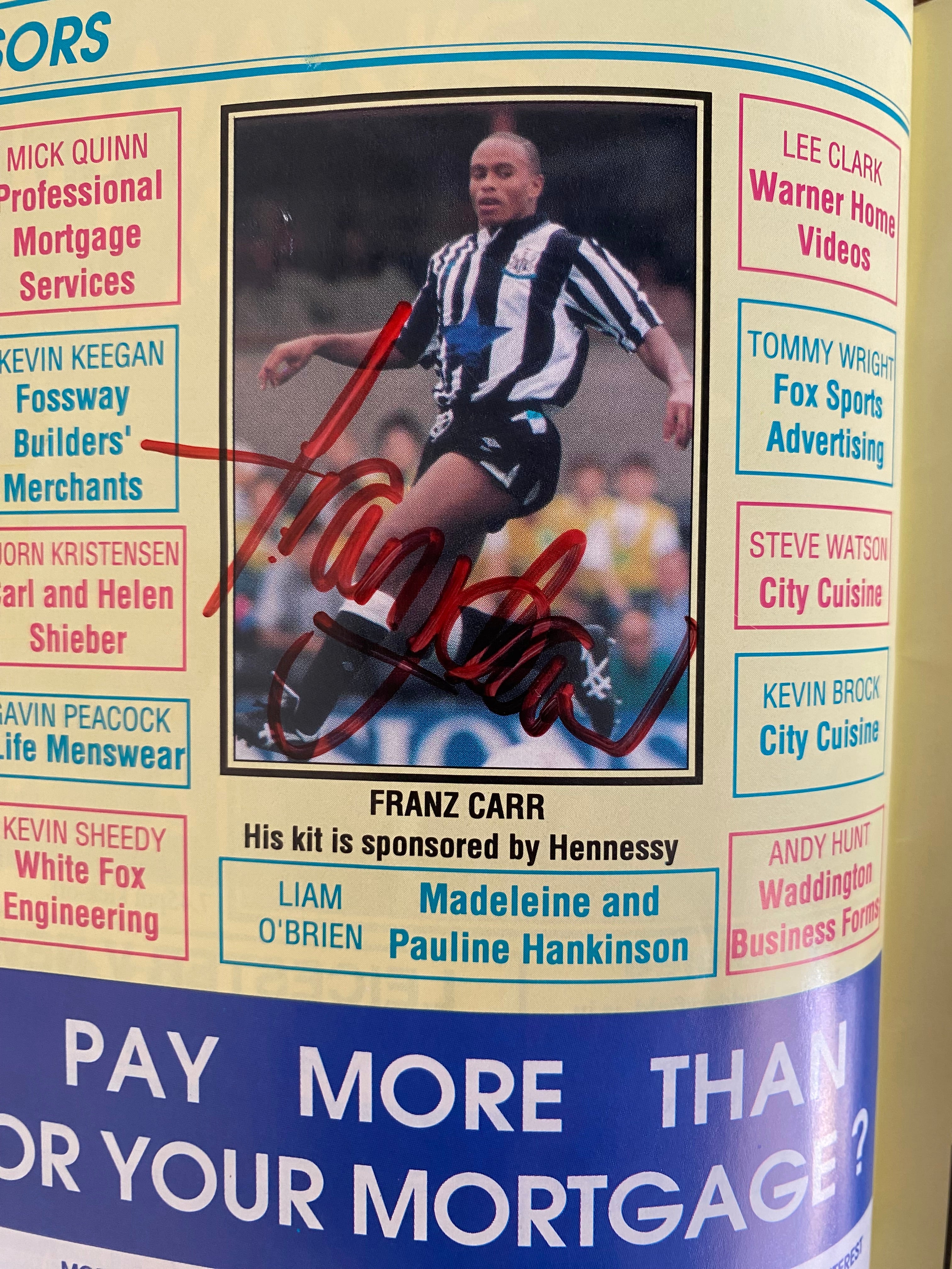 1991/92 ORIGINAL DIVISION 2 SIGNED MATCH PROGRAMME NEWCASTLE UNITED V PORTSMOUTH.(KEEGAN)