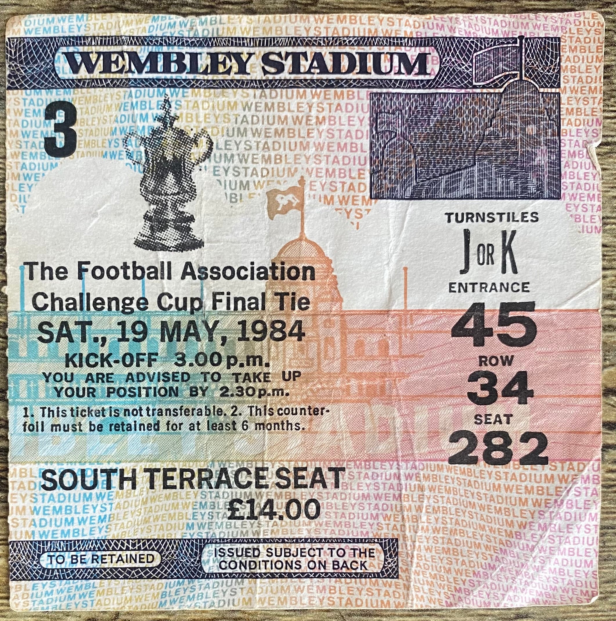 1984 ORIGINAL FA CUP FINAL TICKET EVERTON V WATFORD