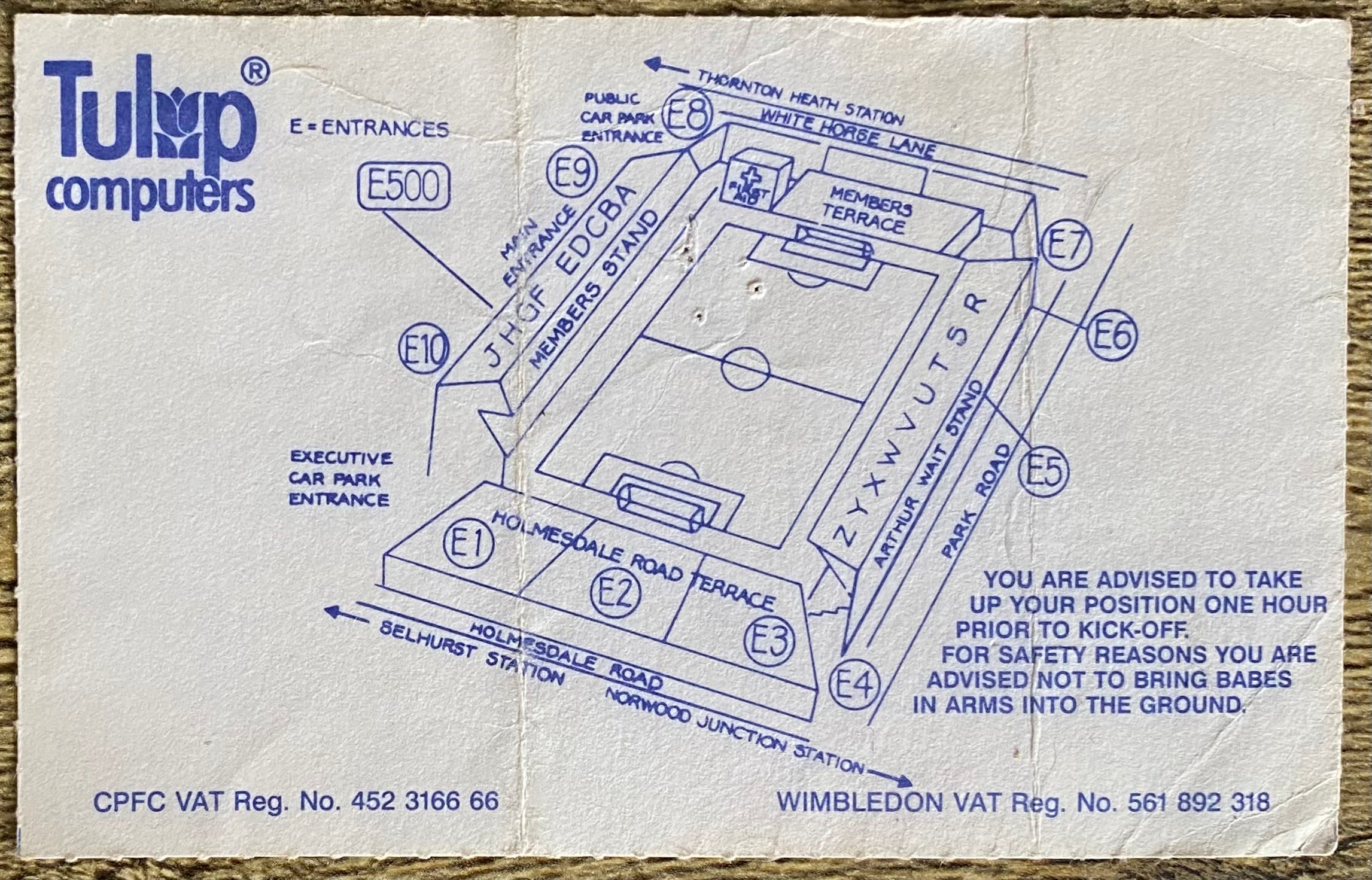 1991/92 ORIGINAL DIVISION ONE TICKET WIMBLEDON V CHELSEA