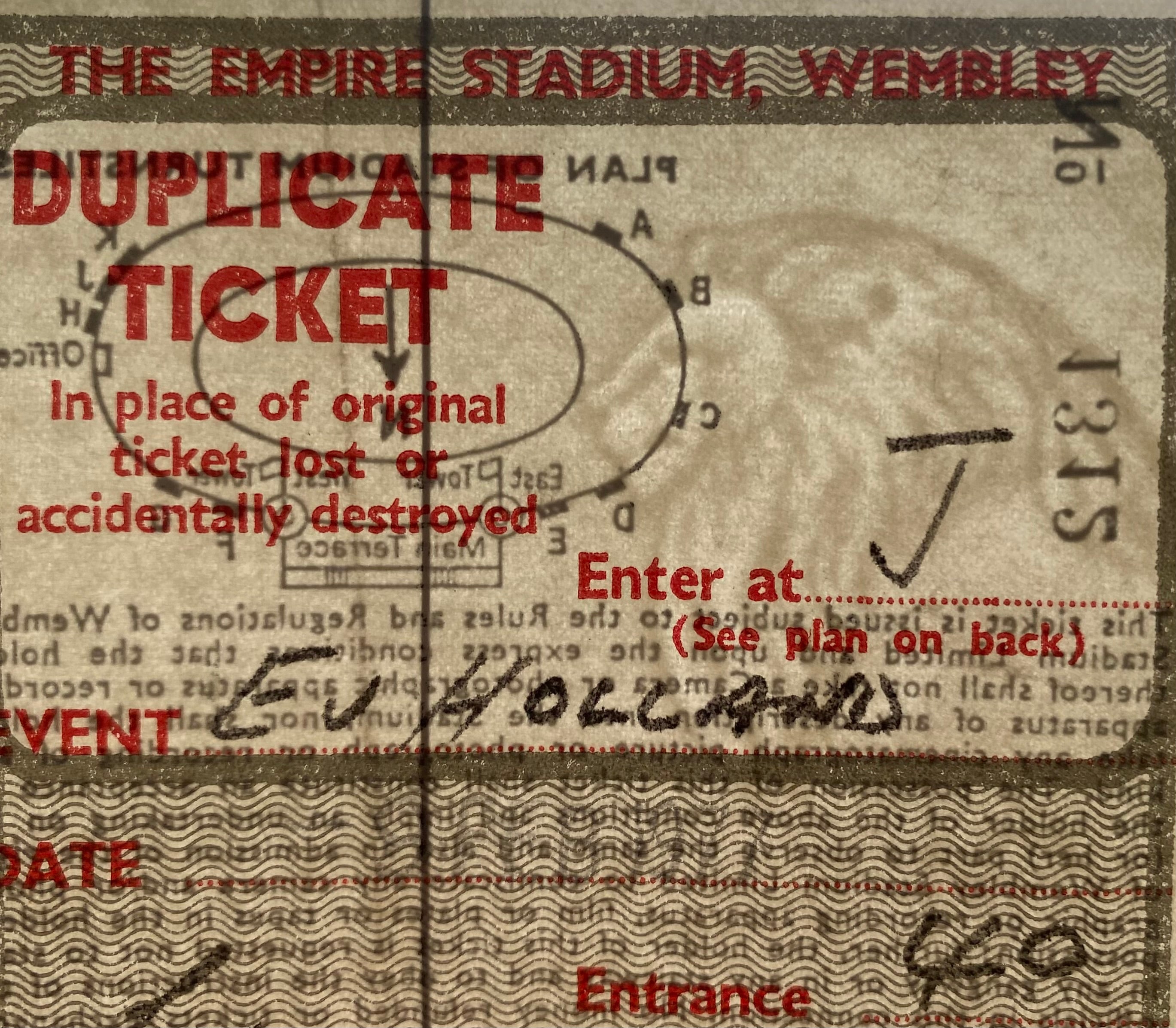 1977 ORIGINAL INTERNATIONAL TICKET ENGLAND V NETHERLANDS (DUPLICATE)