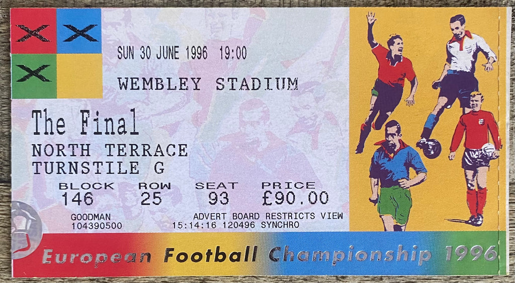 1996 ORIGINAL EUROPEAN CHAMPIONSHIPS EURO 96 THE FINAL TICKET CZECH REPUBLIC V GERMANY @ WEMBLEY