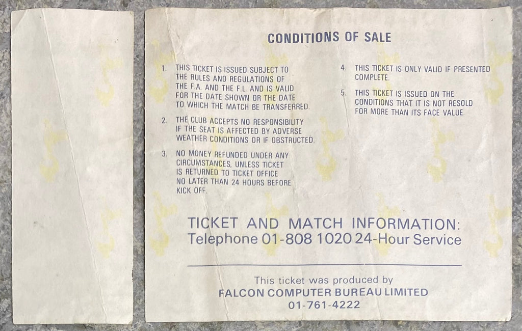 1982/83 ORIGINAL EUROPEAN CUP WINNERS CUP 2ND ROUND 1ST LEG TICKET TOTTENHAM HOTSPUR V BAYERN MUNICH