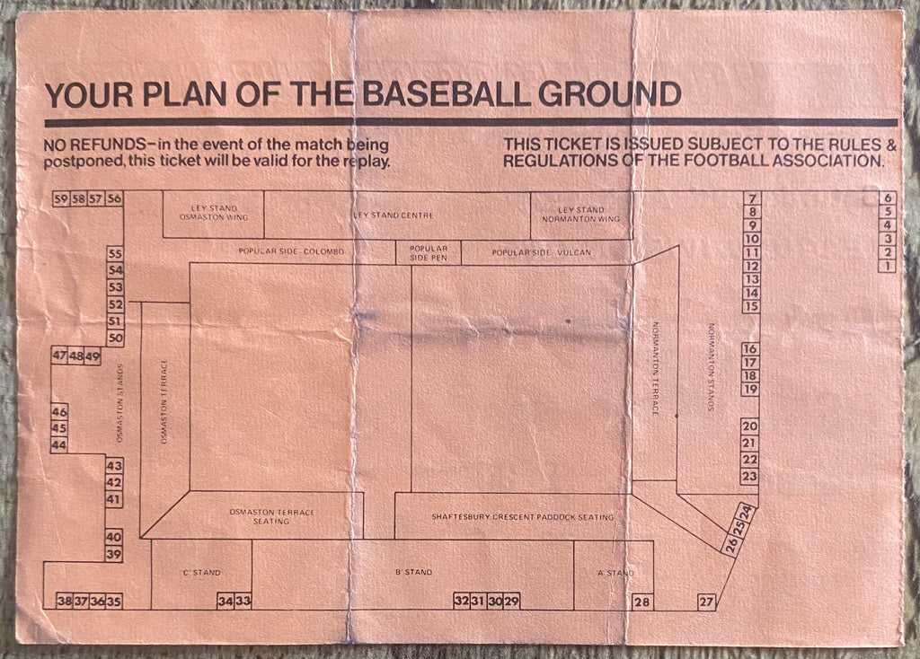 1976/77 ORIGINAL DIVISION ONE TICKET DERBY COUNTY V ASTON VILLA