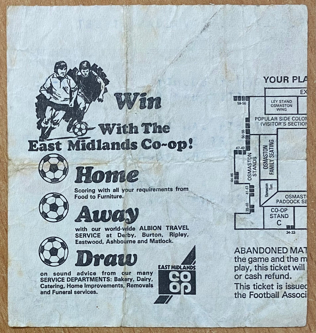 1982/83 ORIGINAL FA CUP 3RD ROUND TICKET DERBY COUNTY V NOTTINGHAM FOREST