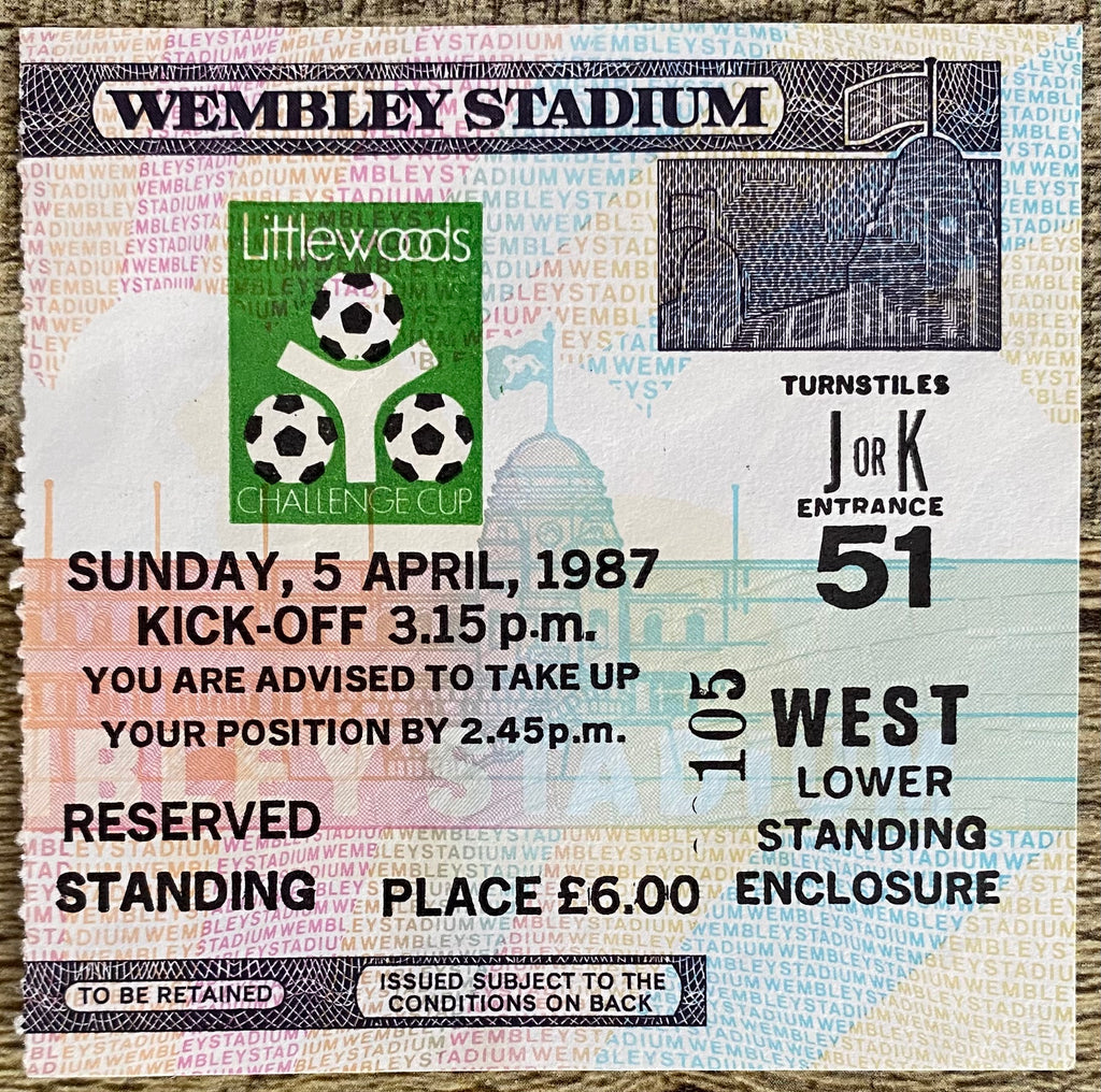1987 ORIGINAL LITTLEWOODS CUP FINAL TICKET LIVERPOOL V ARSENAL