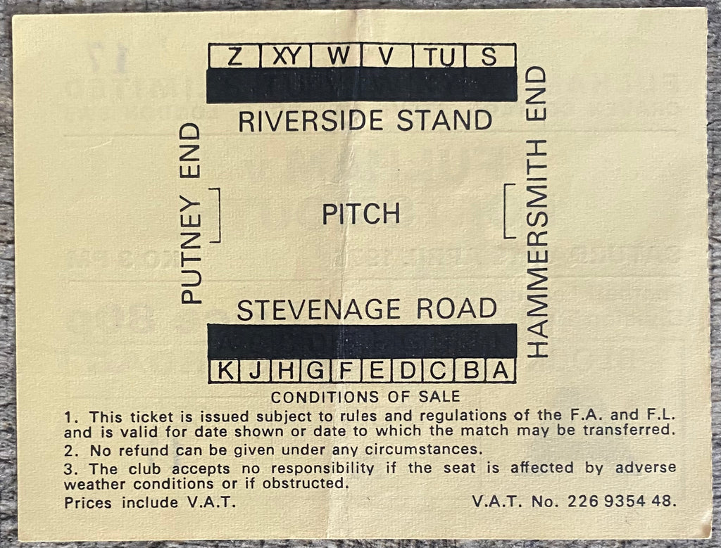 1974/75 ORIGINAL DIVISION 2 TICKET FULHAM V PORTSMOUTH