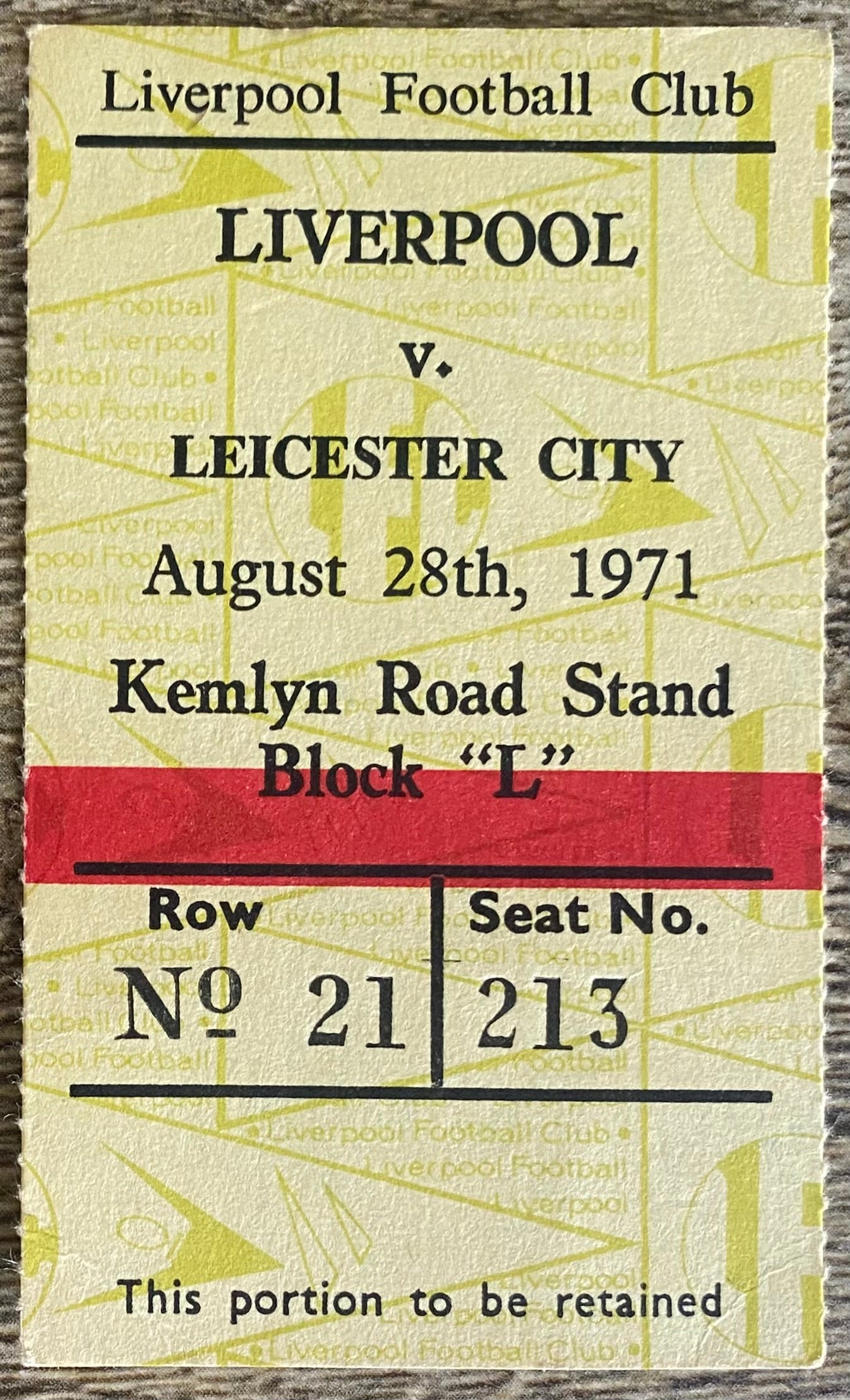 1971/72 ORIGINAL DIVISION ONE TICKET LIVERPOOL V LEICESTER CITY