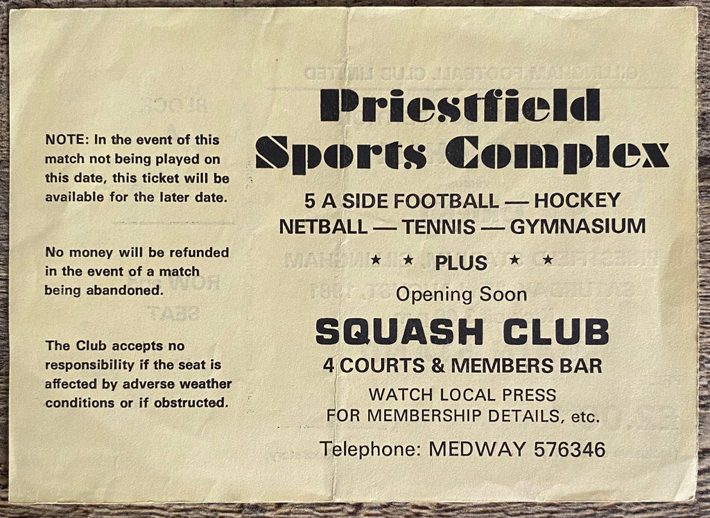 1981/82 ORIGINAL FOOTBALL LEAGUE GROUP CUP TICKET GILLINGHAM V ORIENT