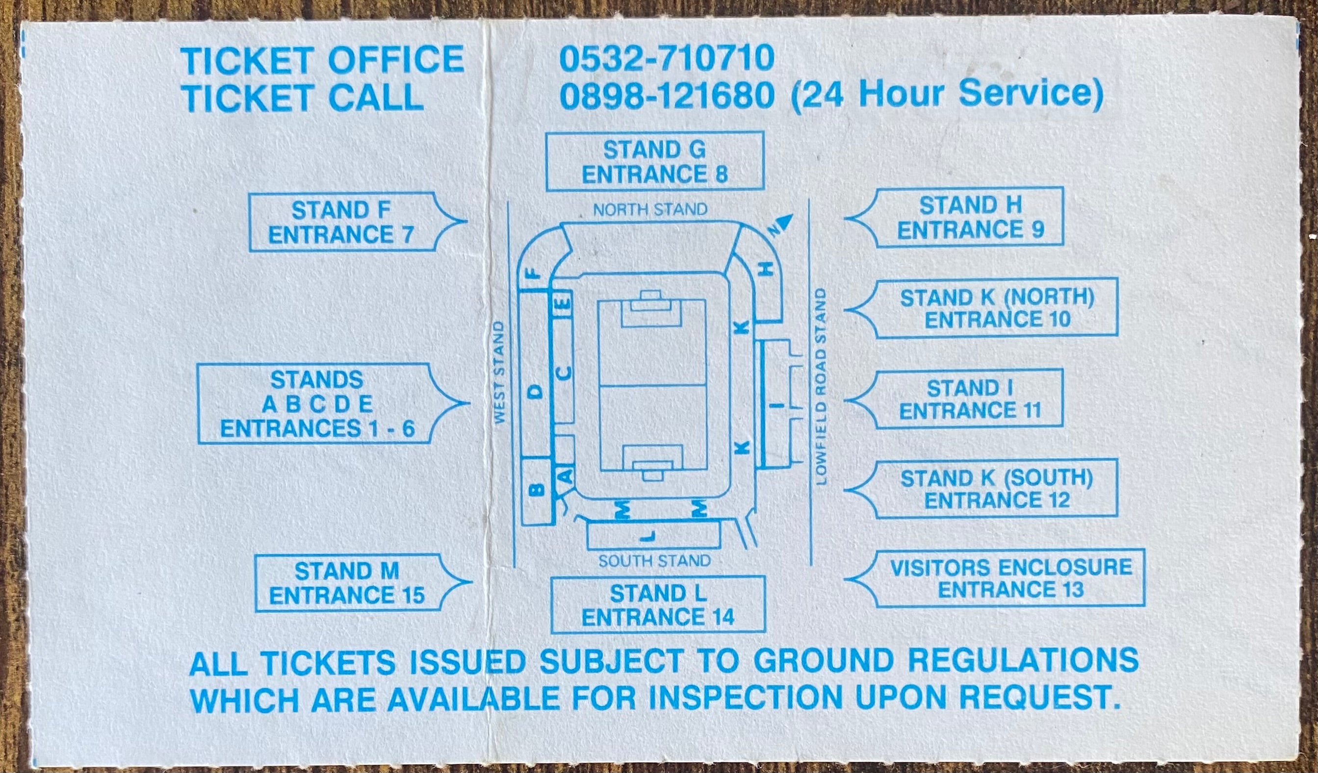 1990/91 ORIGINAL DIVISION ONE TICKET LEEDS UNITED V EVERTON