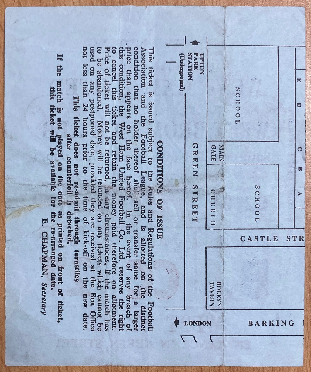 1977/78 ORIGINAL DIVISION ONE TICKET WEST HAM UNITED V WEST BROMWICH ALBION
