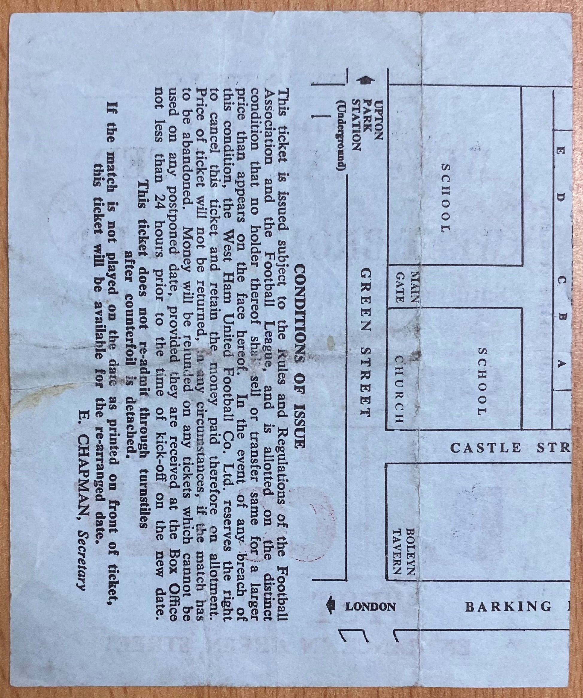 1977/78 ORIGINAL DIVISION ONE TICKET WEST HAM UNITED V WEST BROMWICH ALBION