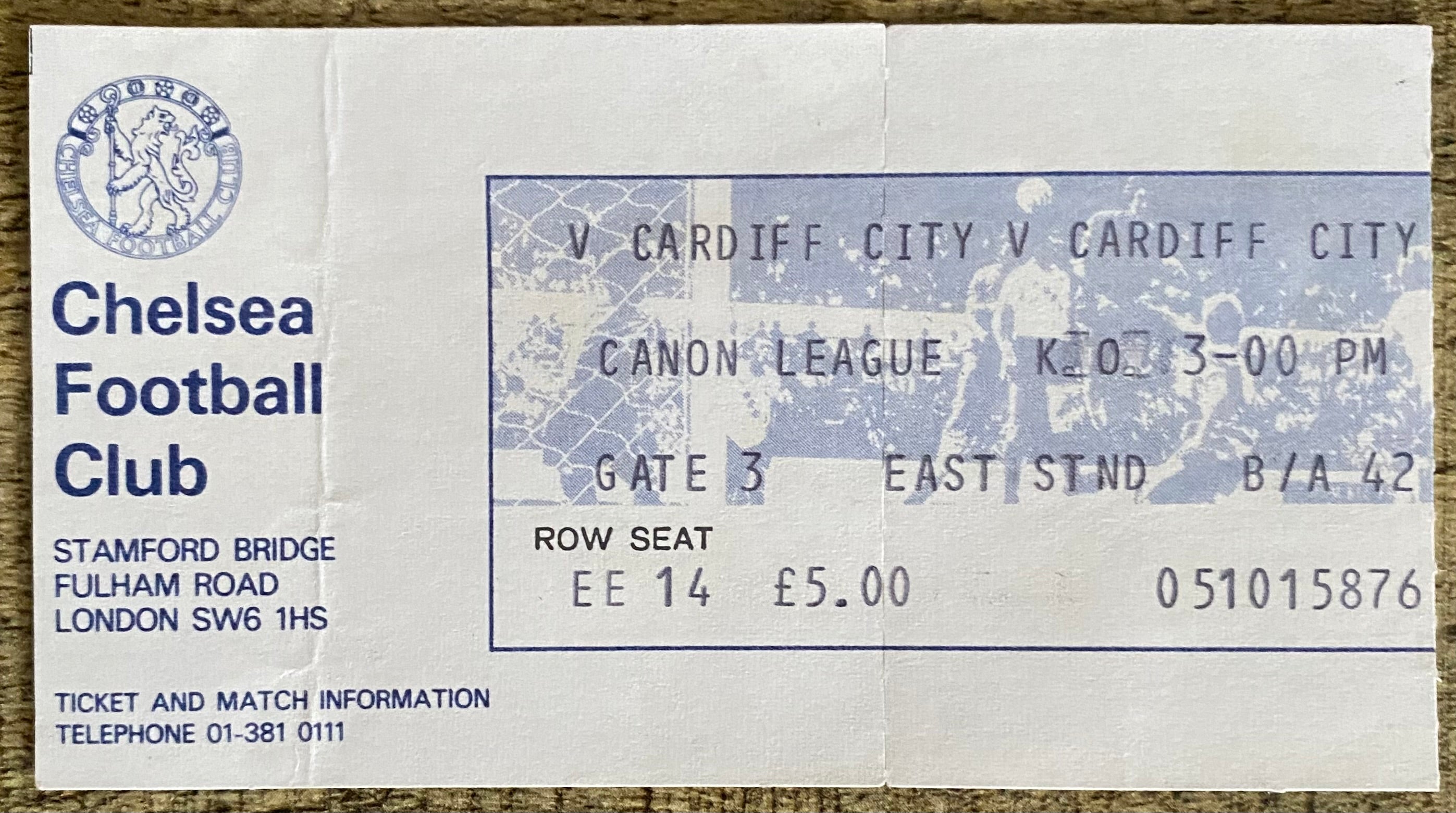 1983/84 ORIGINAL DIVISION 2 TICKET CHELSEA V CARDIFF CITY