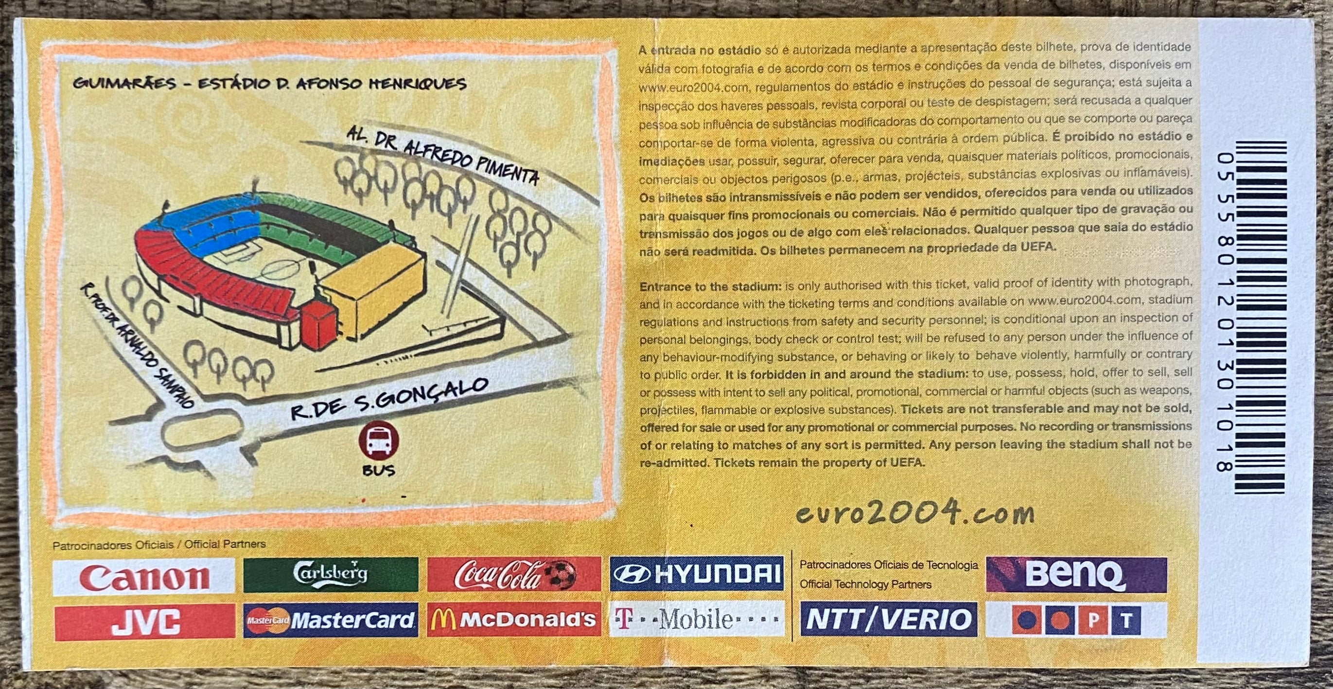 2004 ORIGINAL EUROPEAN CHAMPIONSHIPS TICKET ITALY V DENMARK  @ GUIMARAES