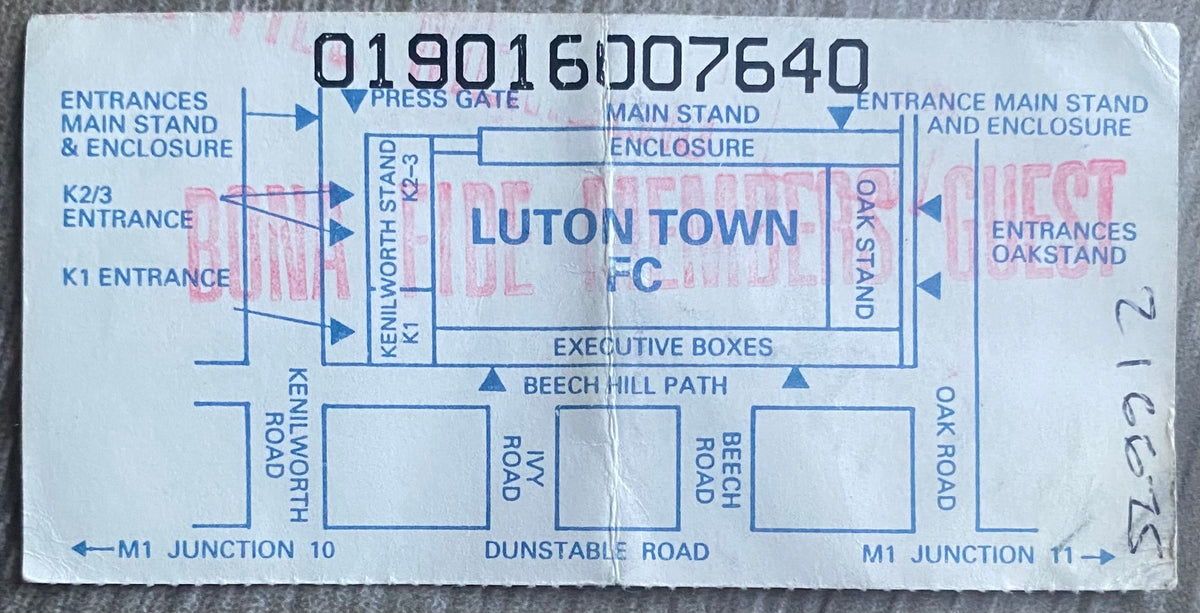 1990/91 ORIGINAL DIVISION ONE TICKET LUTON TOWN V TOTTENHAM HOTSPUR