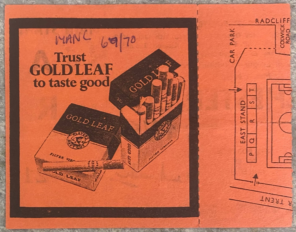 1969/70 ORIGINAL DIVISION 1 TICKET NOTTINGHAM FOREST V MANCHESTER CITY