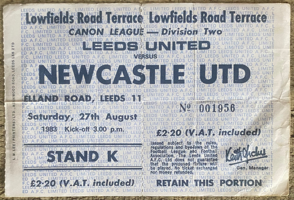 1983/84 ORIGINAL DIVISION 2 UNUSED TICKET LEEDS UNITED V NEWCASTLE UNITED
